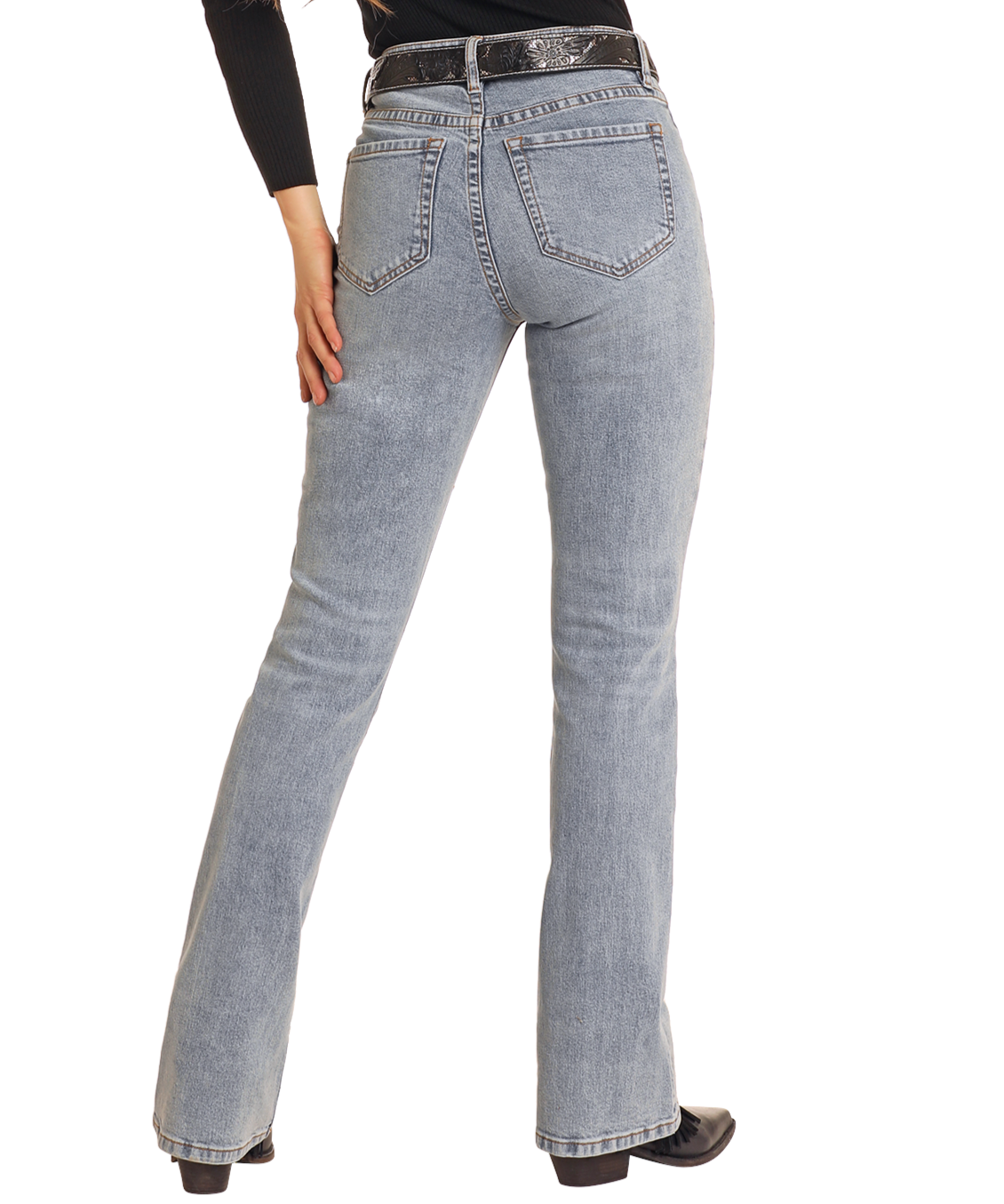【DEARMINE】Semi This Bootcut Denim Women's High Rise Diamond Studded Bootcut Jeans | Rock