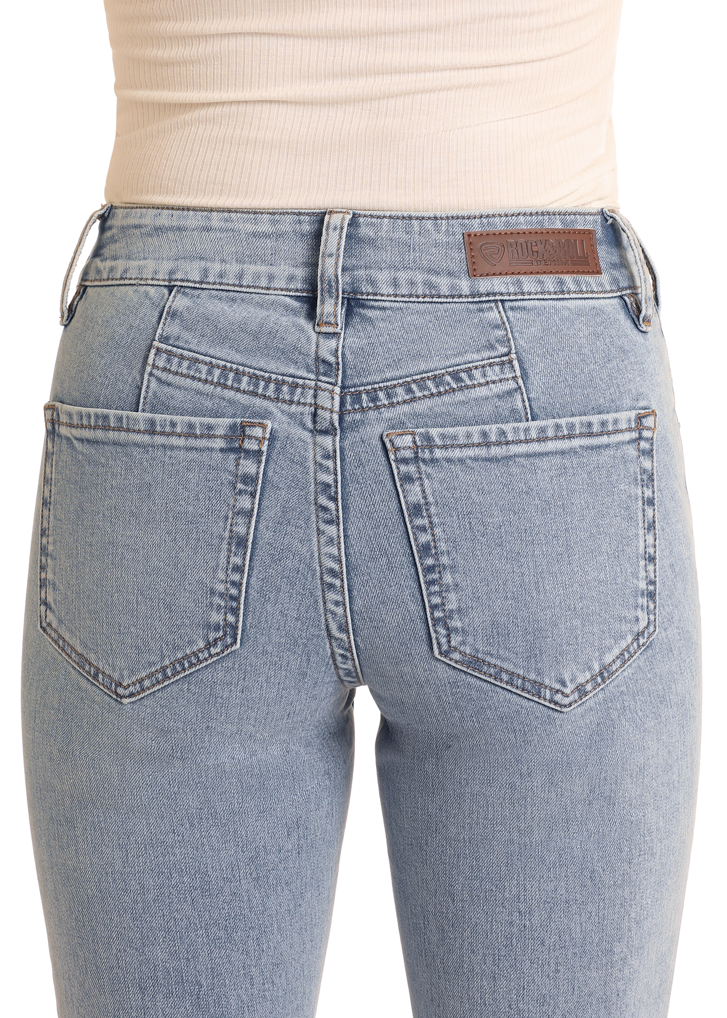 【BOK PLACE】Light bl washing hightini l bootcut denim pt XL Women's High Rise Light Wash Bootcut Jeans | Rock & Roll Denim