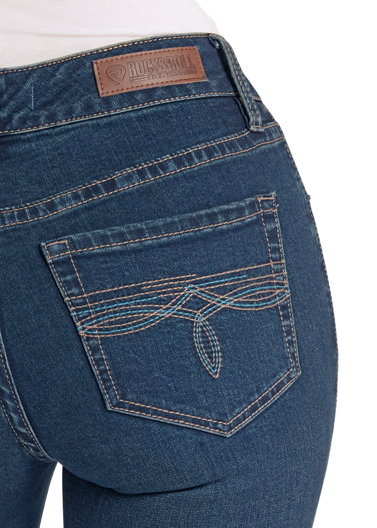 Close up of a Women's western jean pocket.