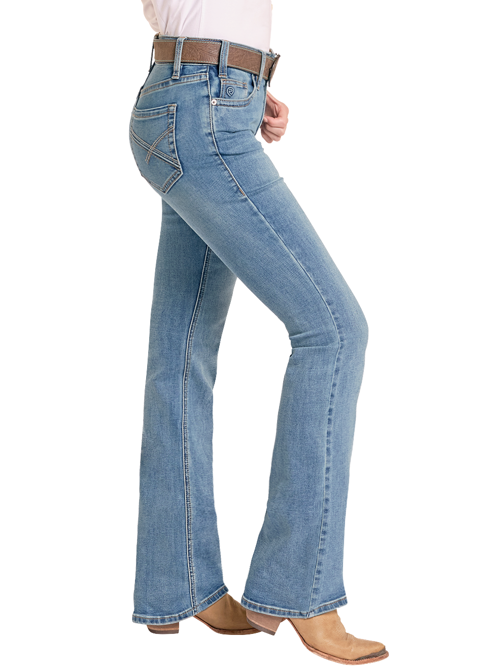Women's Mid Rise Curved Embroidered Bootcut Riding Jeans | Rock & Roll ...