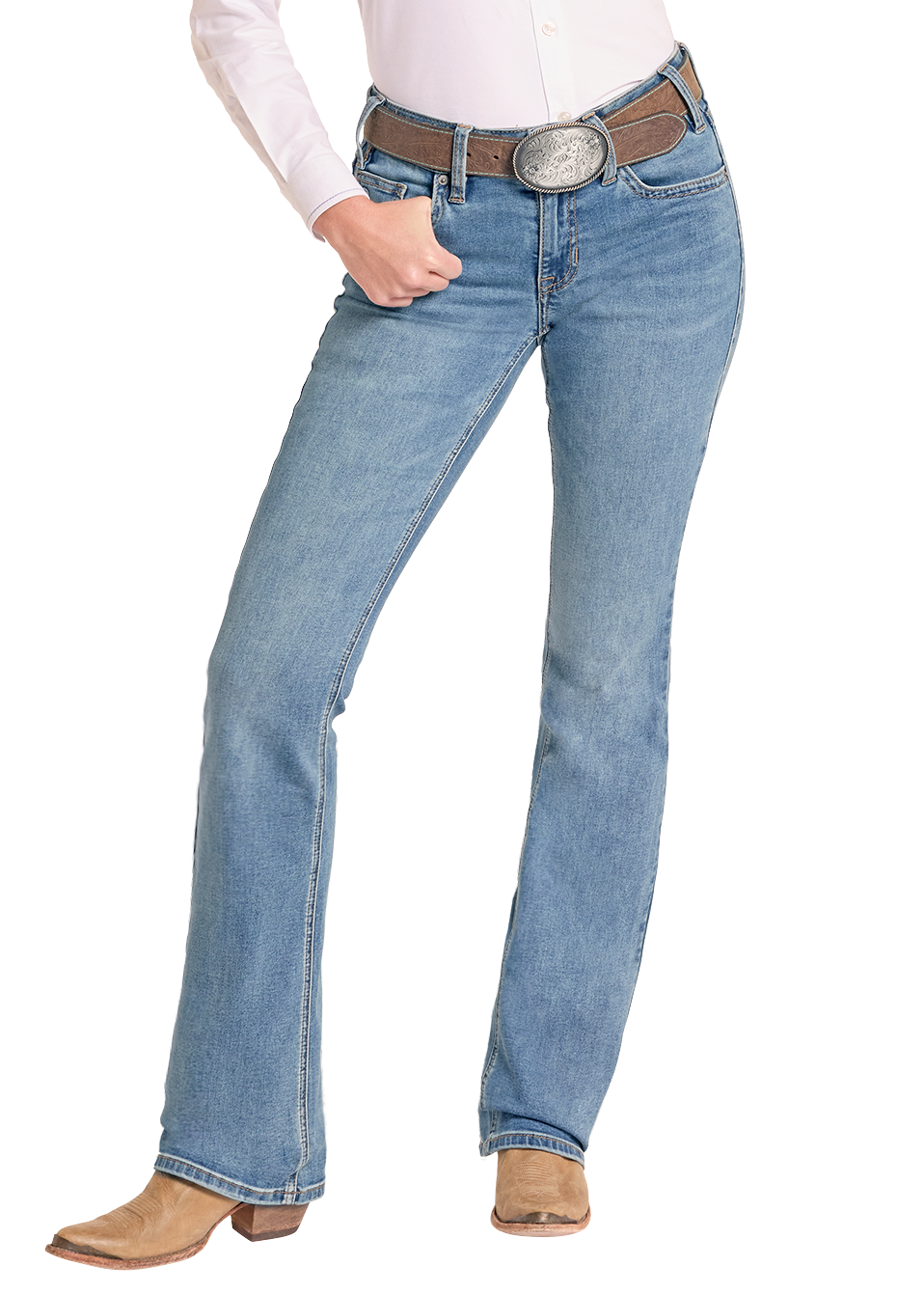 Women's Mid Rise Curved Embroidered Bootcut Riding Jeans | Rock & Roll ...