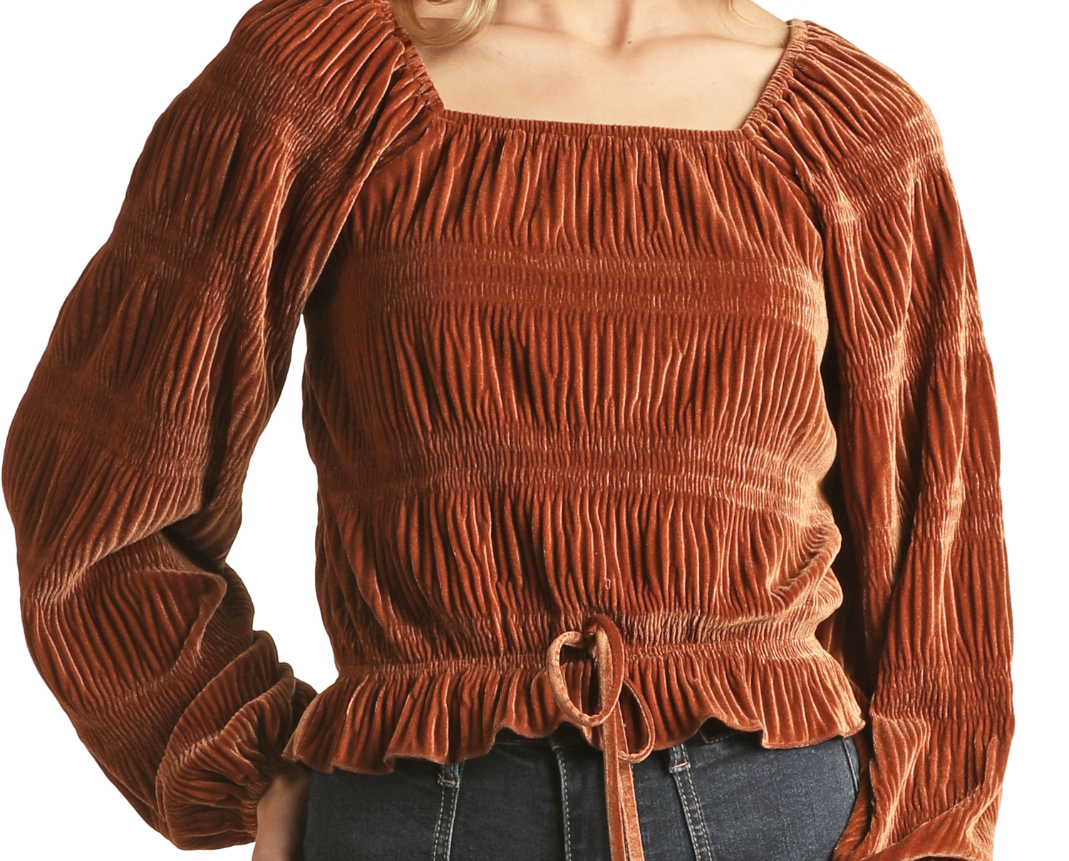 Velvet Square Neck Blouse