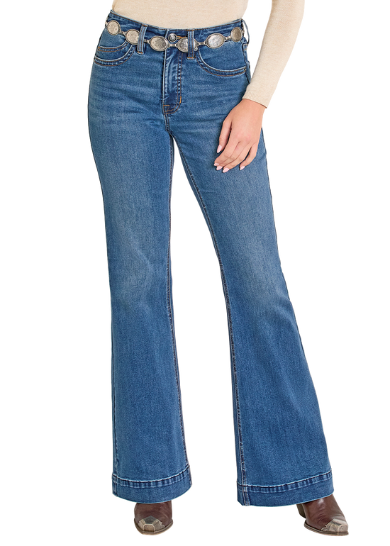 Women's High Rise Raised Boot Stitch Trousers | Rock & Roll Denim