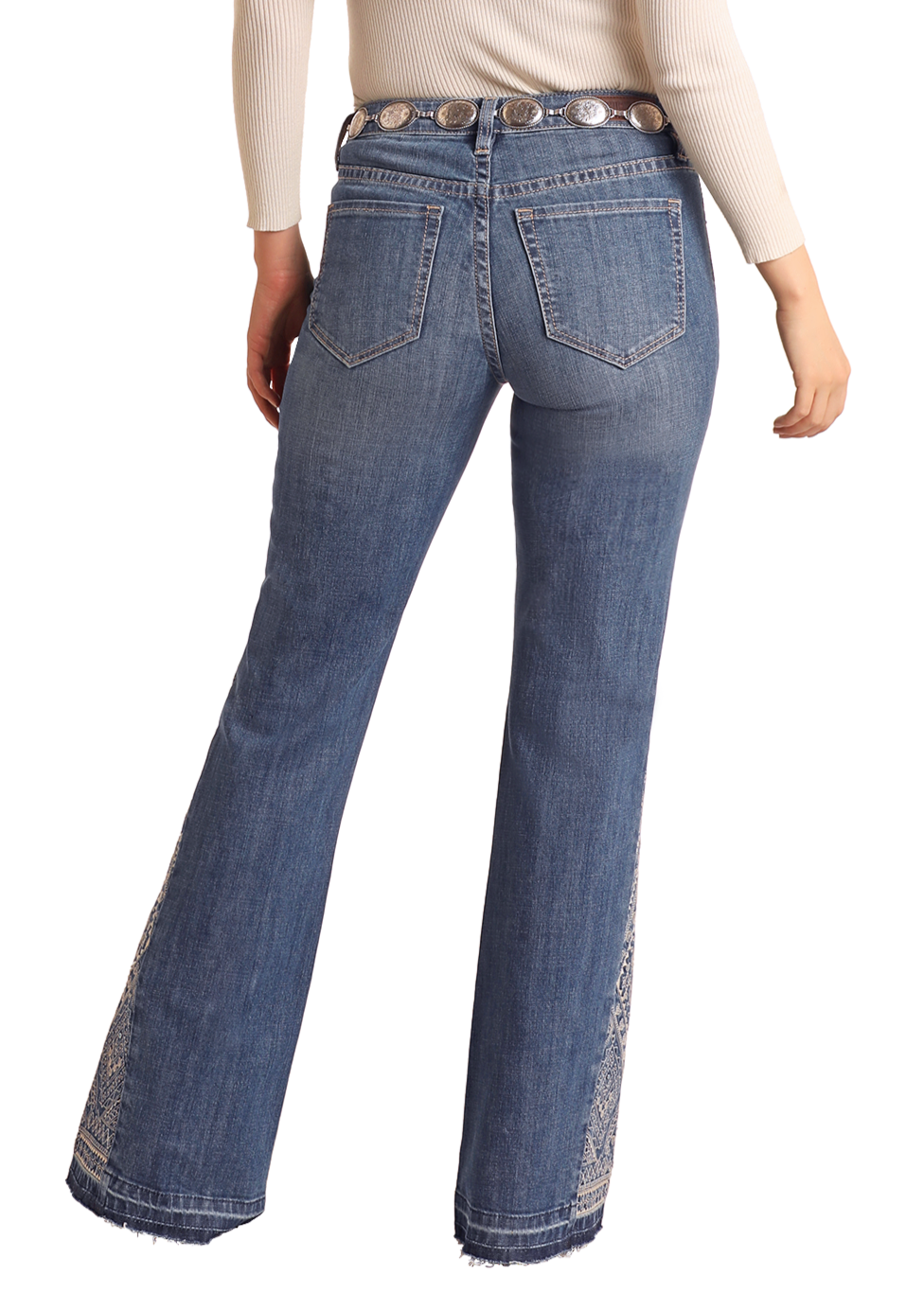 Women's High Rise Side Embroidered Insert Trouser Jeans Rock