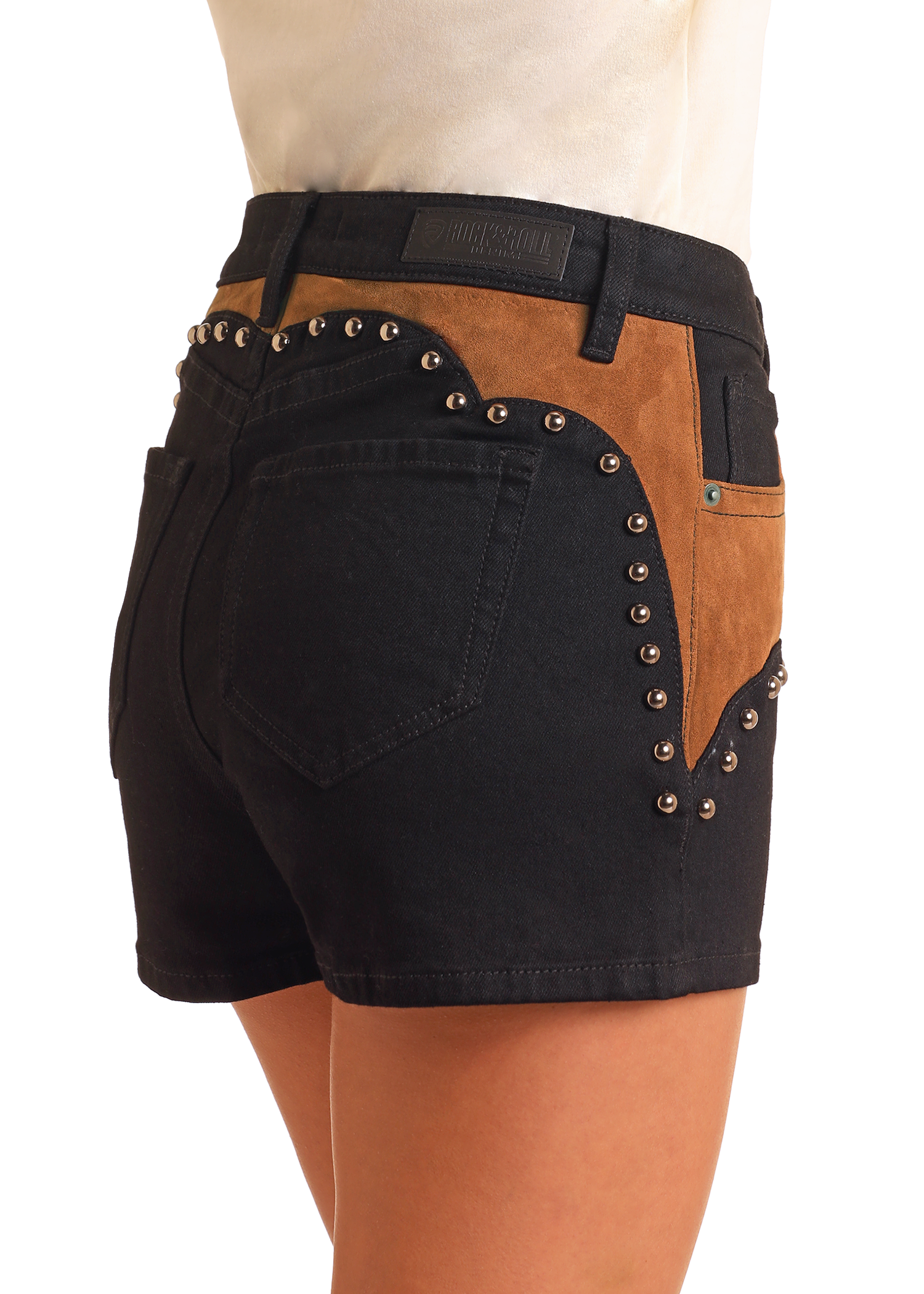 Women's Studded Microsuede Shorts Rock Roll Denim