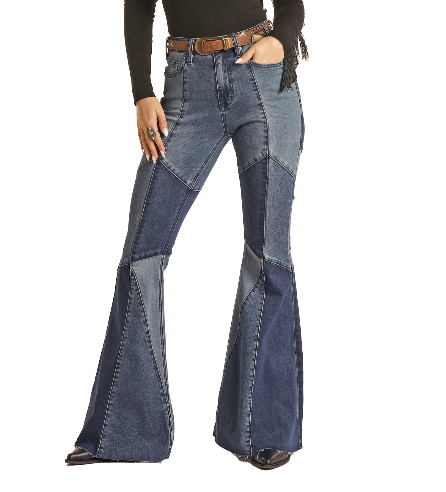 High Rise Patchwork Bell Bottoms