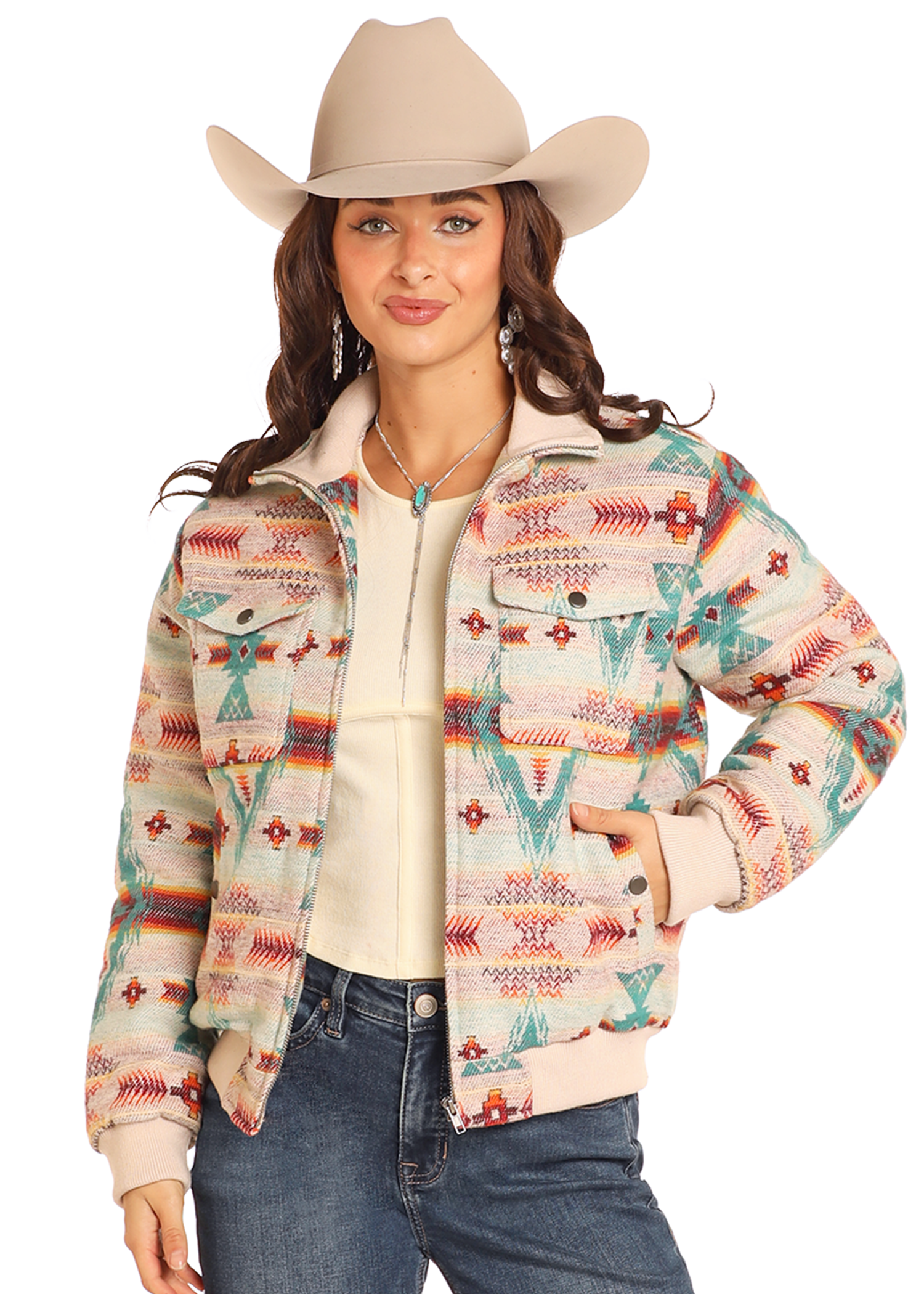 Aztec Jacquard Bomber Jacket