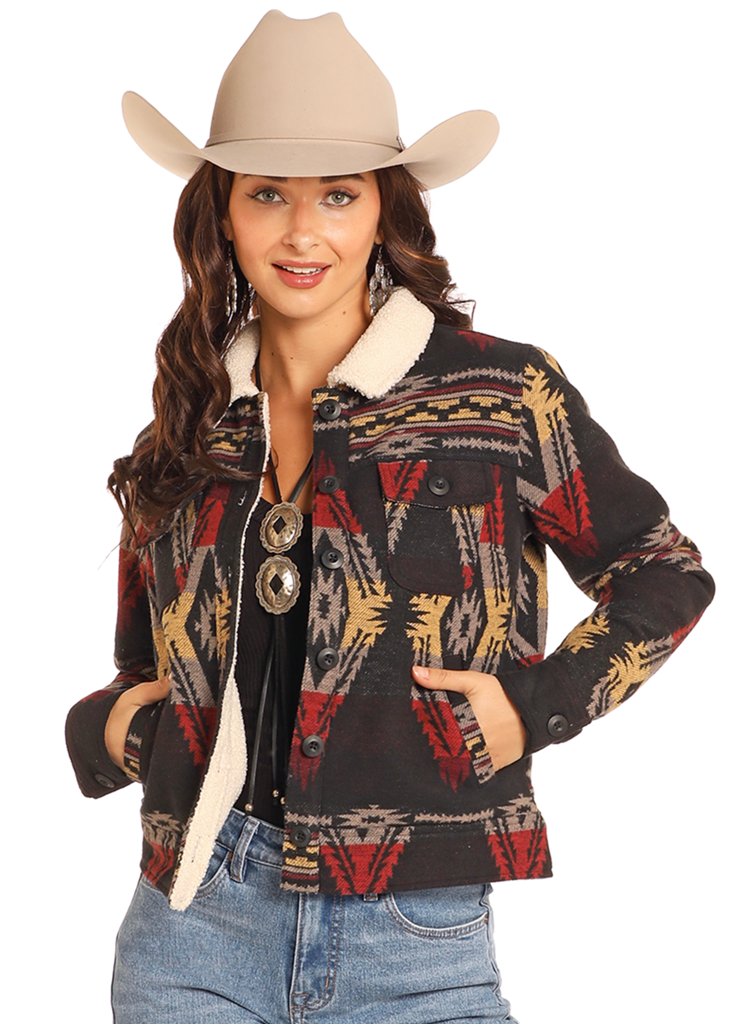 Aztec Jacquard Sherpa Jacket