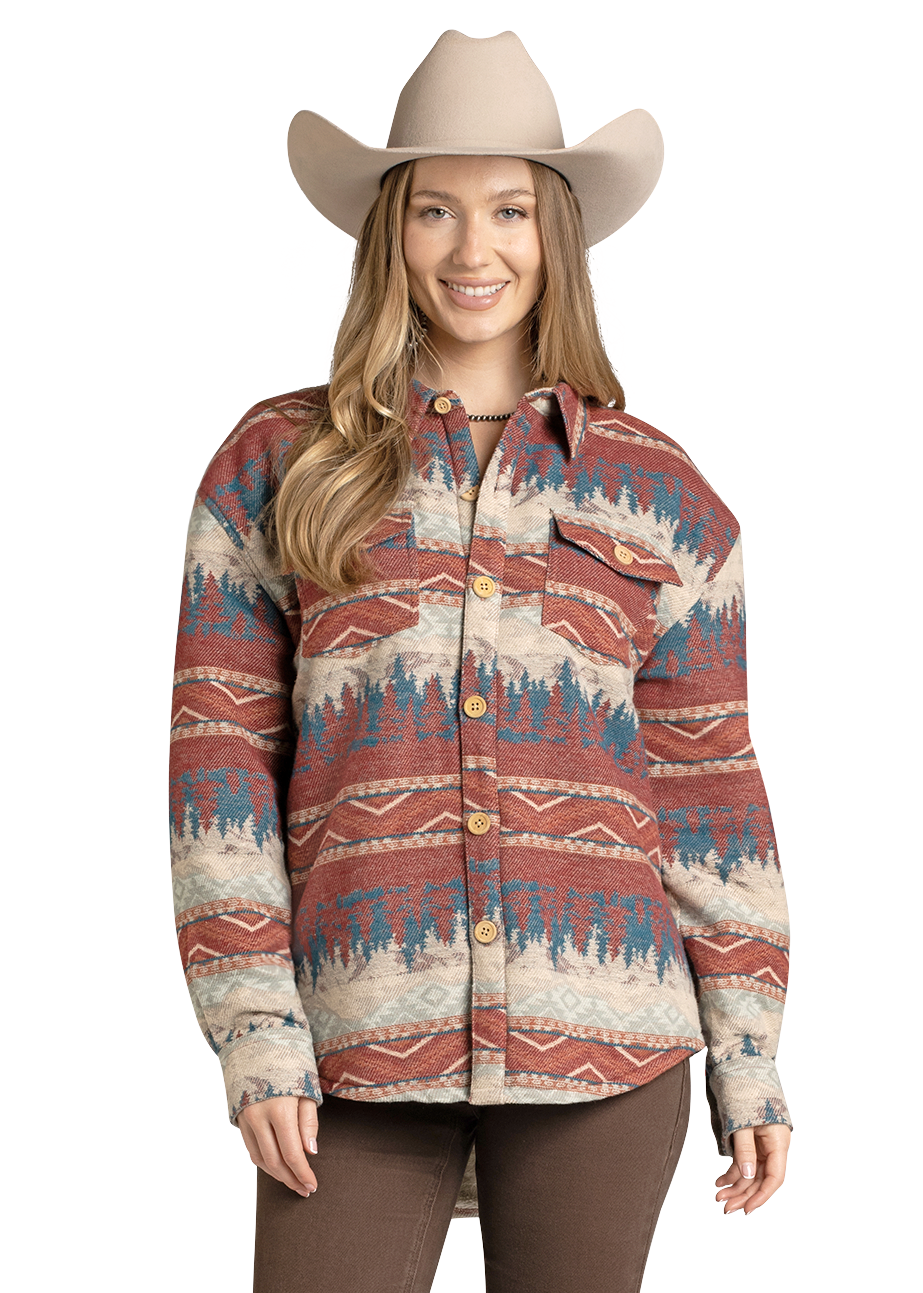 Women's Sherpa Lined Jacquard Shacket | Rock & Roll Denim