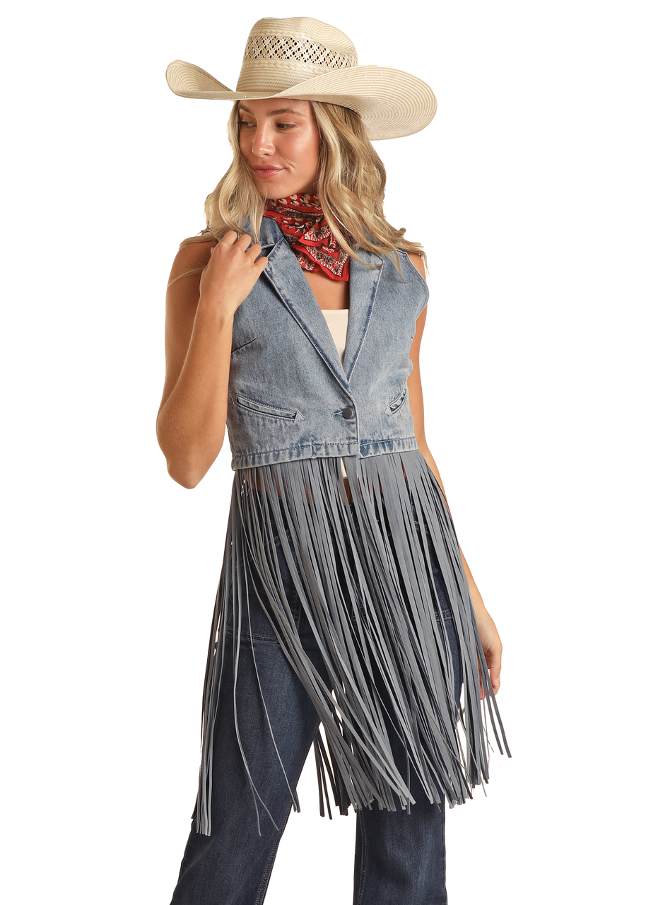 Women's Fringe Denim Fashion Vest | Rock & Roll Denim