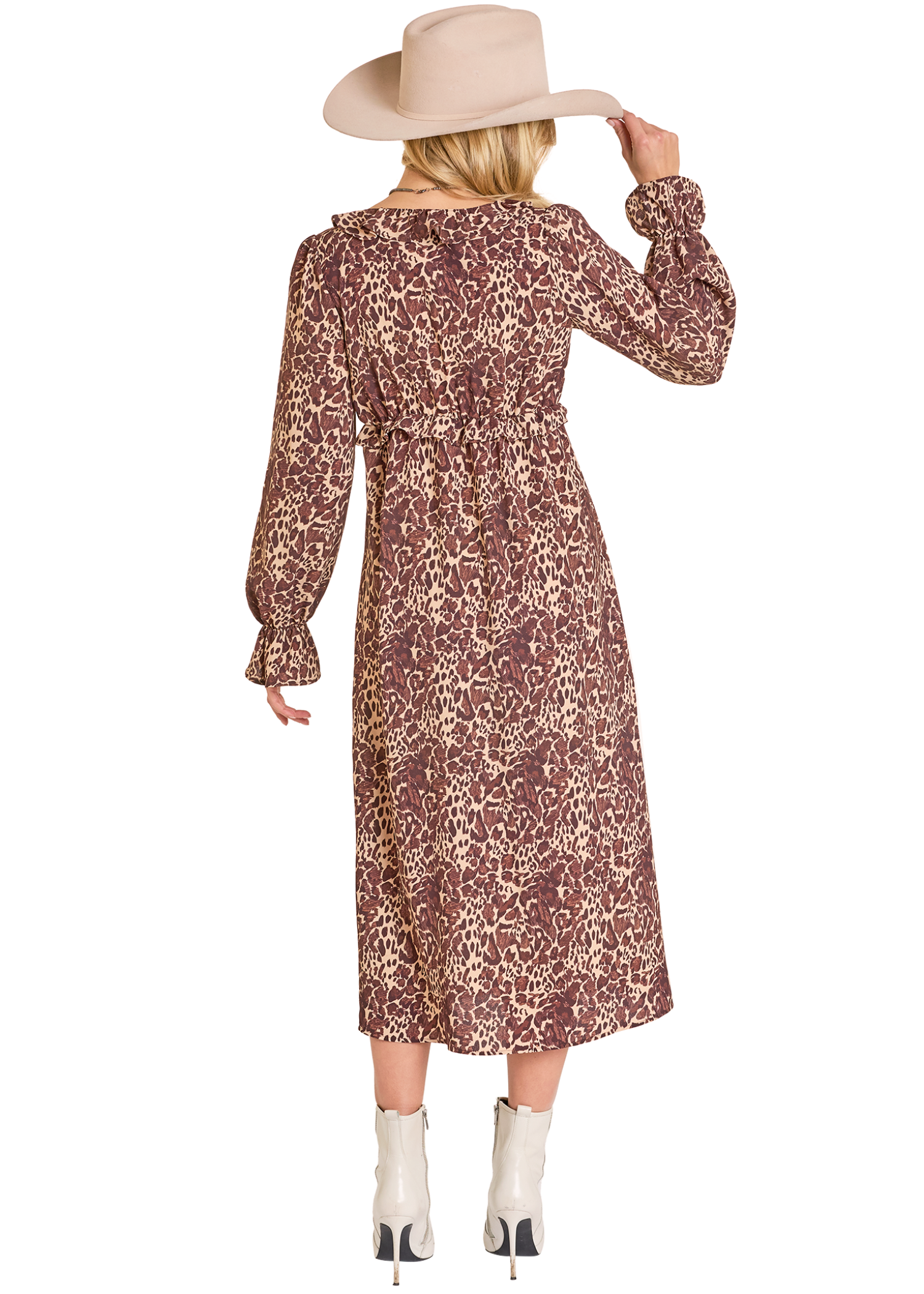 Women's West Desperado Leopard Ruffle Trim Midi Dress Women's West Desperado Leopard Ruffle Trim Midi Dress
