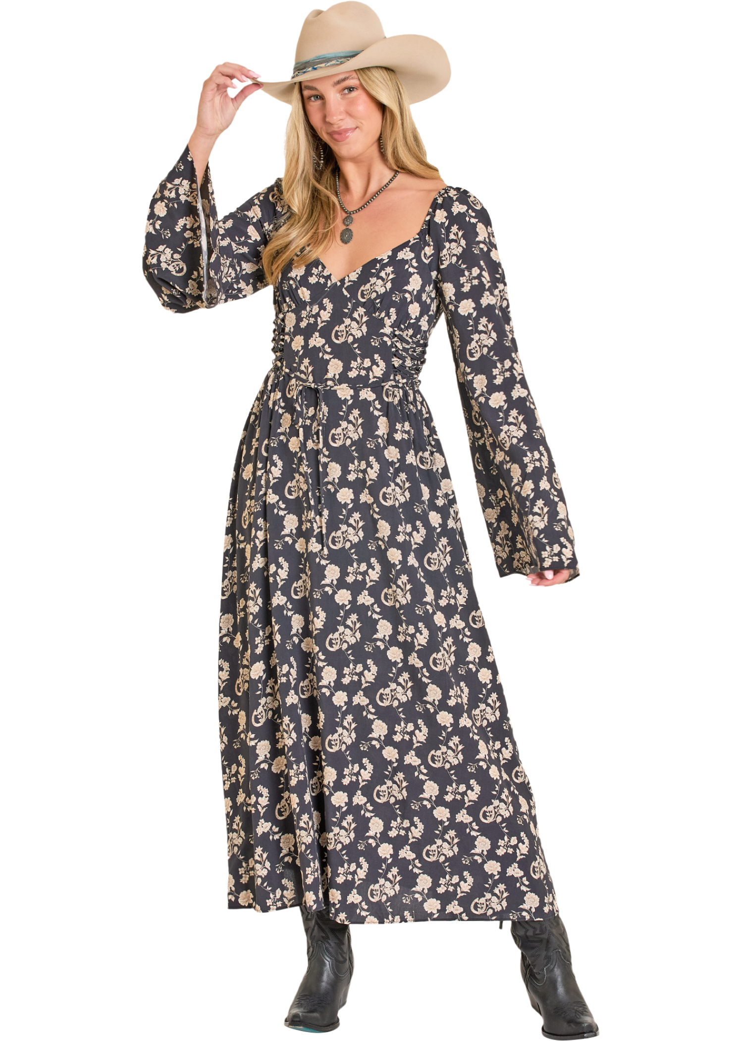 Women's Challis Lace Up Maxi Dress | Rock & Roll Denim Women's Challis Lace Up Maxi Dress | Rock & Roll Denim