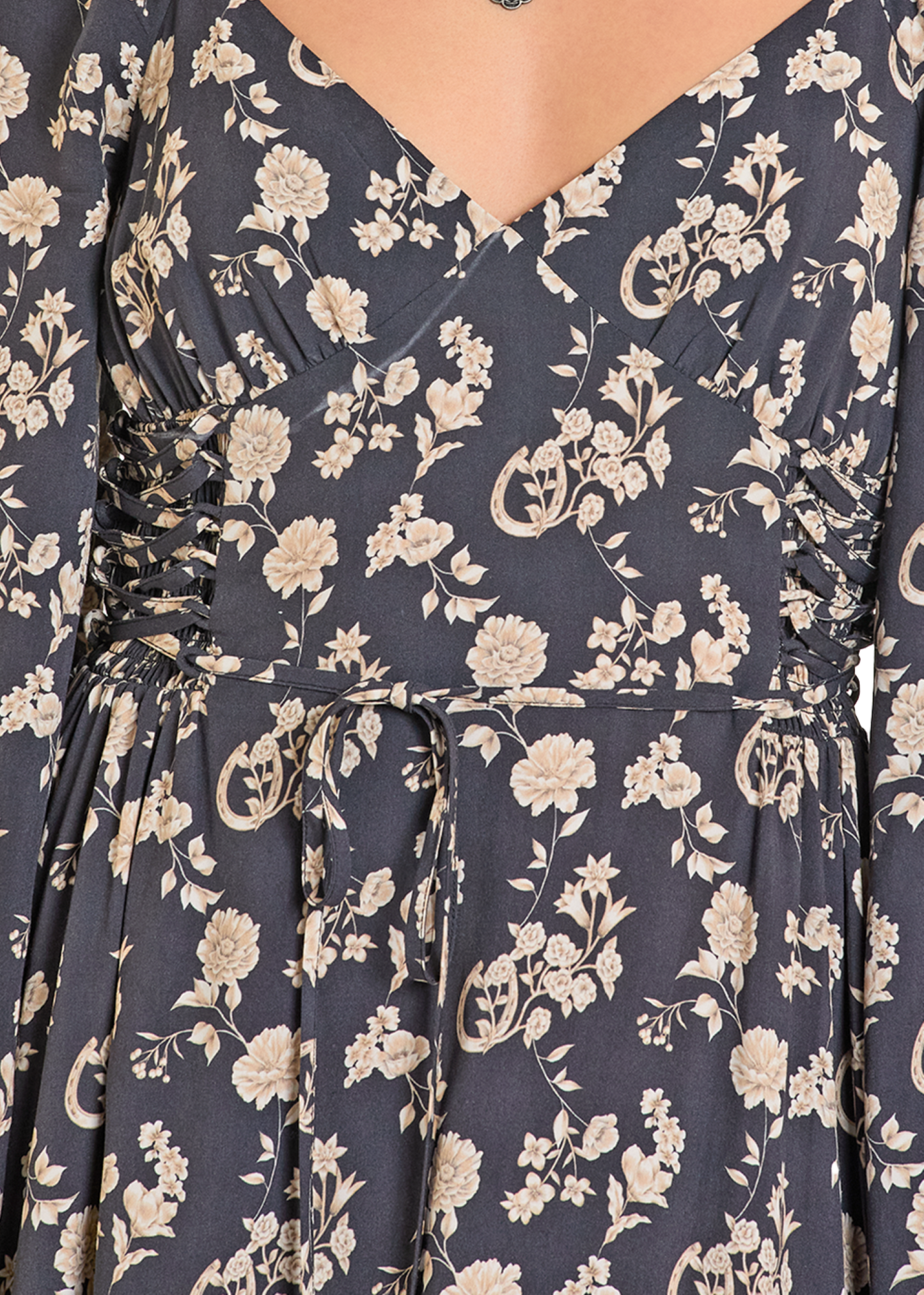 Floral patterned dress with a navy background
