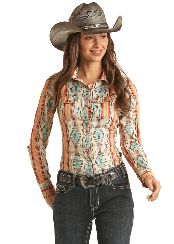 Aztec Long Sleeve Snap Shirt