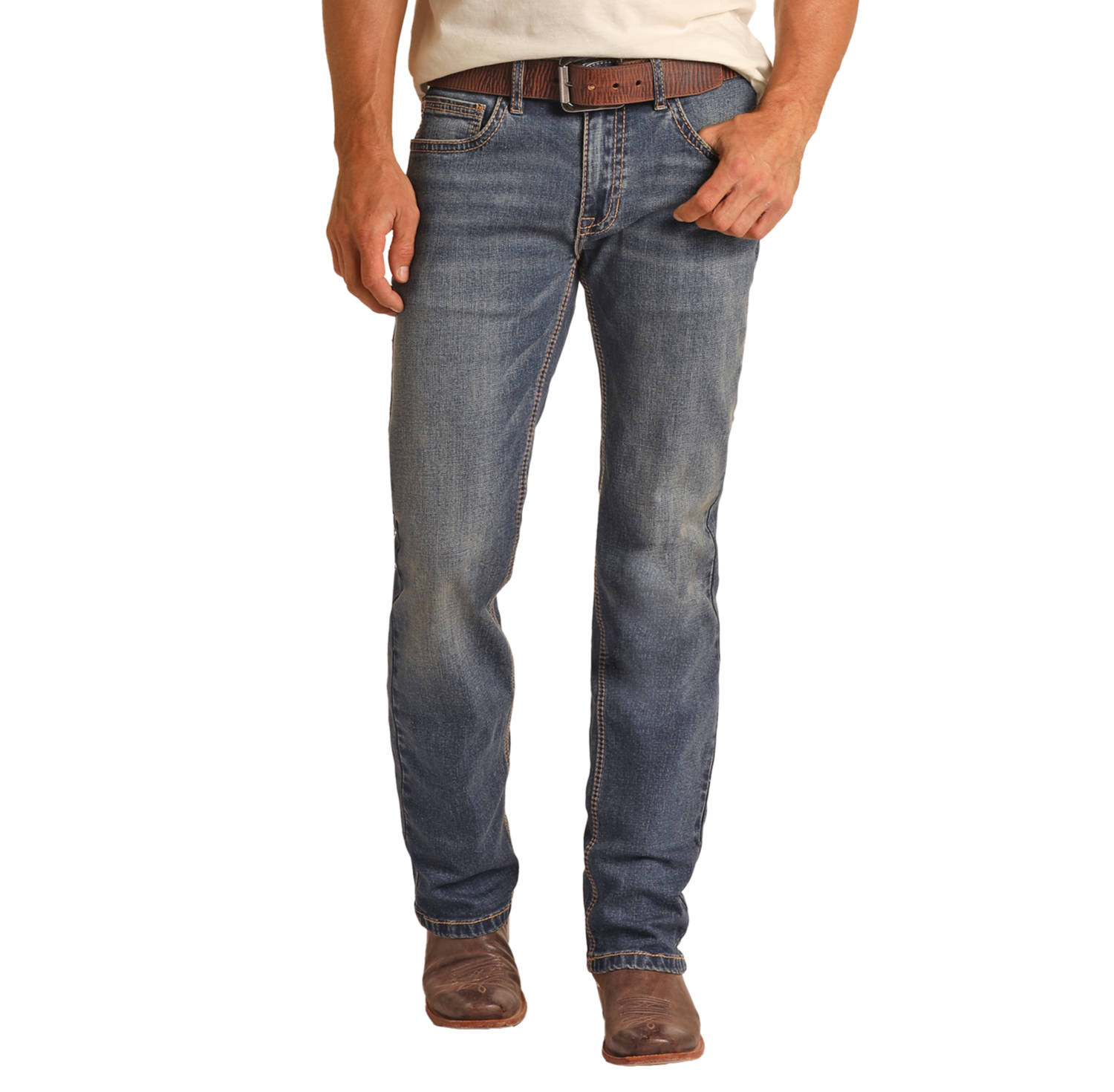 Hooey Medium Wash Slim Fit Straight Bootcut Jeans