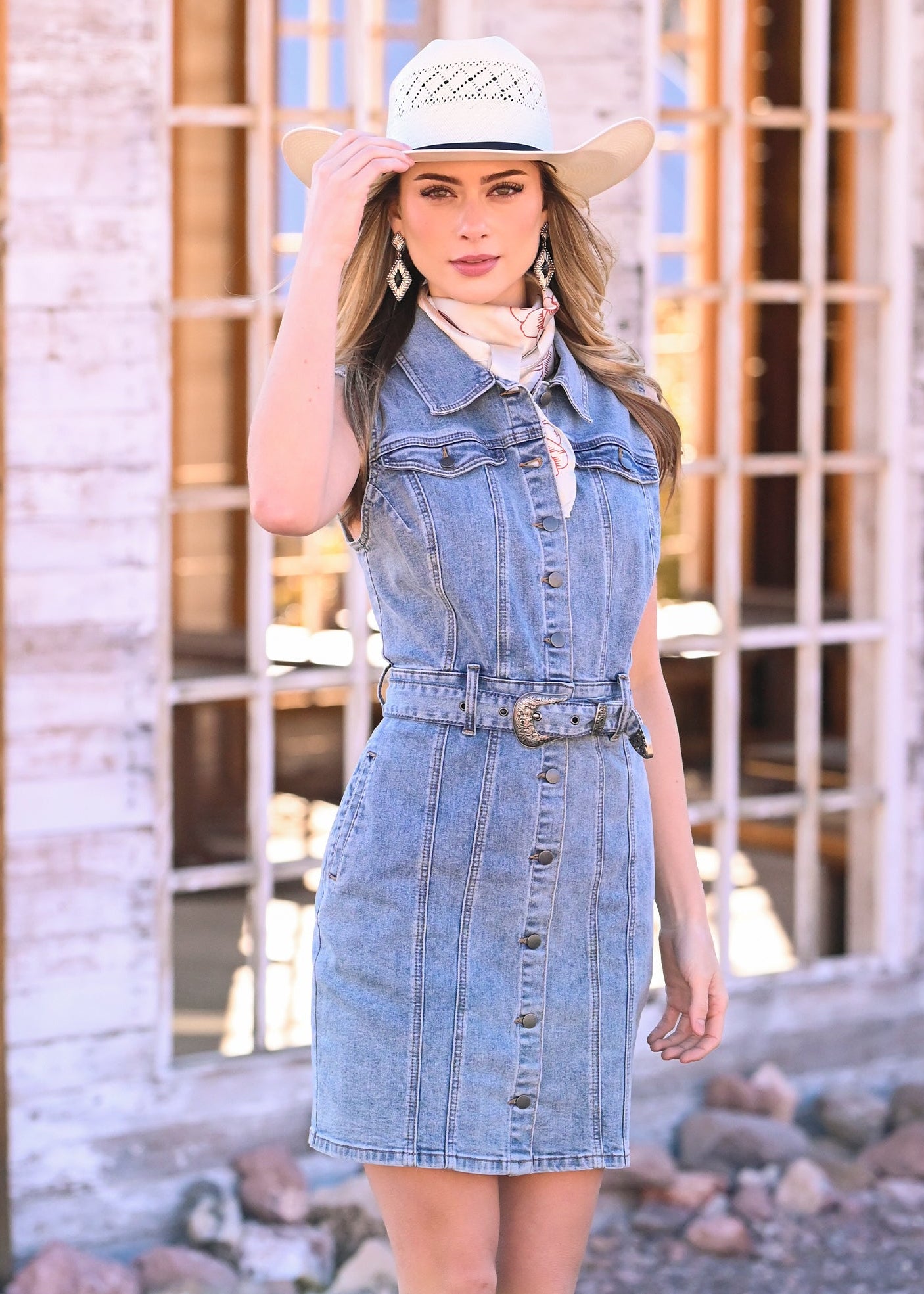 denim western dress women Western Belle V-Neck Denim Dress | Country Fashion