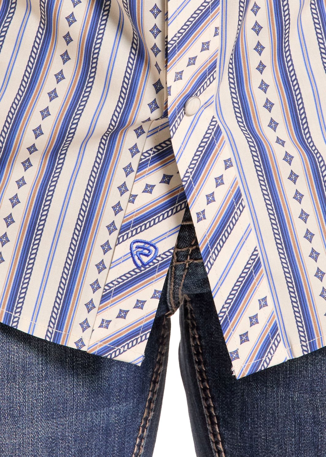 Detail image of a Powder Blue Diamond Striped Snap Shirt