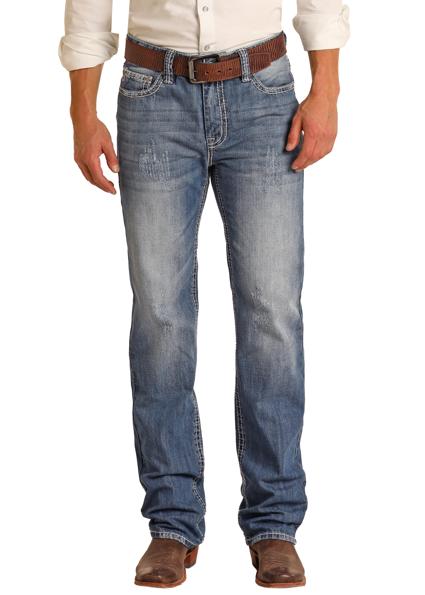 Rock & Roll Denim Men's Double Barrel Low Rise Relaxed Fit Straight Leg Jeans - Medium Wash - 38x38 Rock & Roll Denim Men's Double Barrel Low Rise Relaxed Fit Straight Leg Jeans - Medium Wash - 38x38