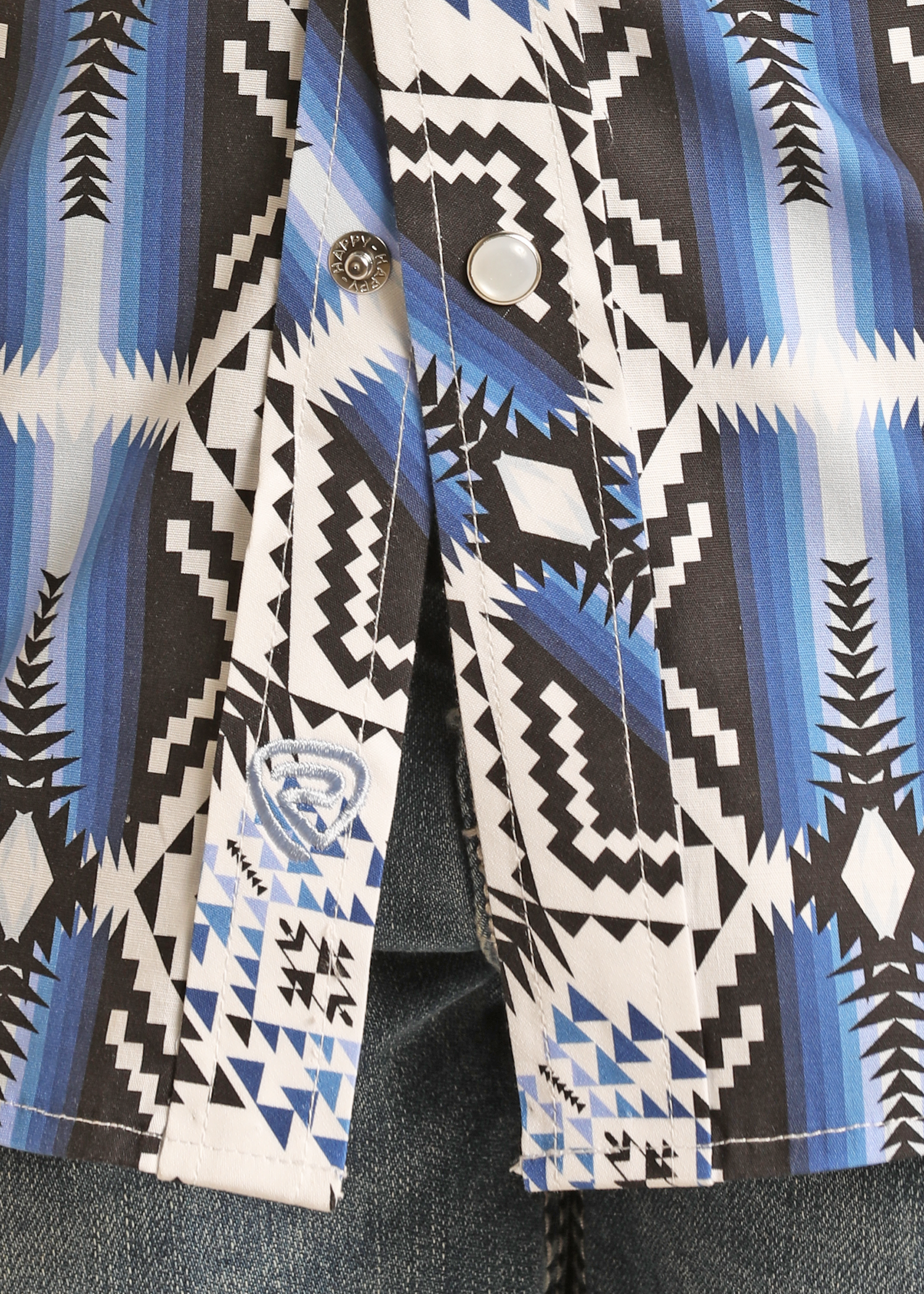 Boys' Blue Aztec Short Sleeve Snap Shirt