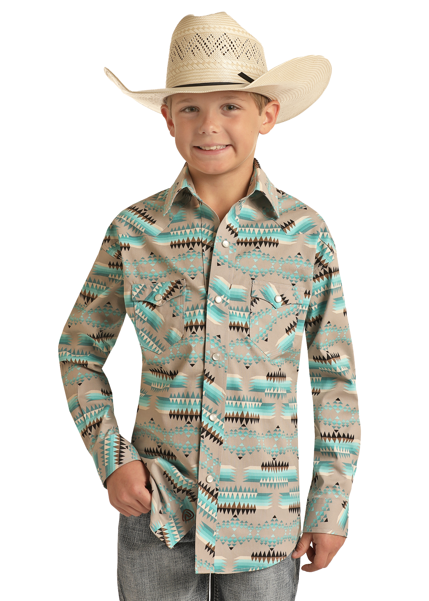 Boys' Aztec Print Snap Shirt