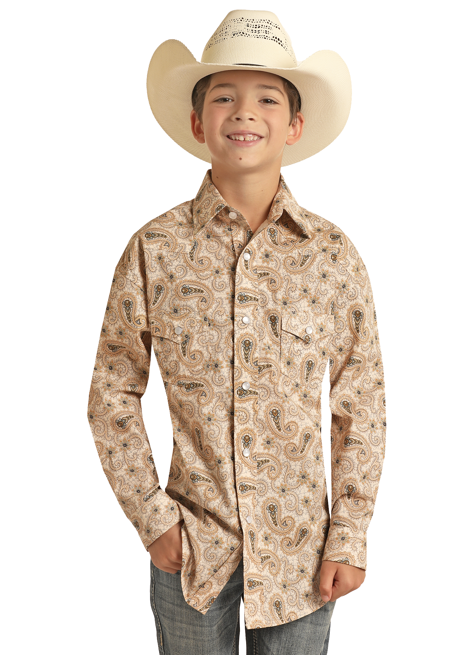 Boys' Paisley Print Snap Shirt