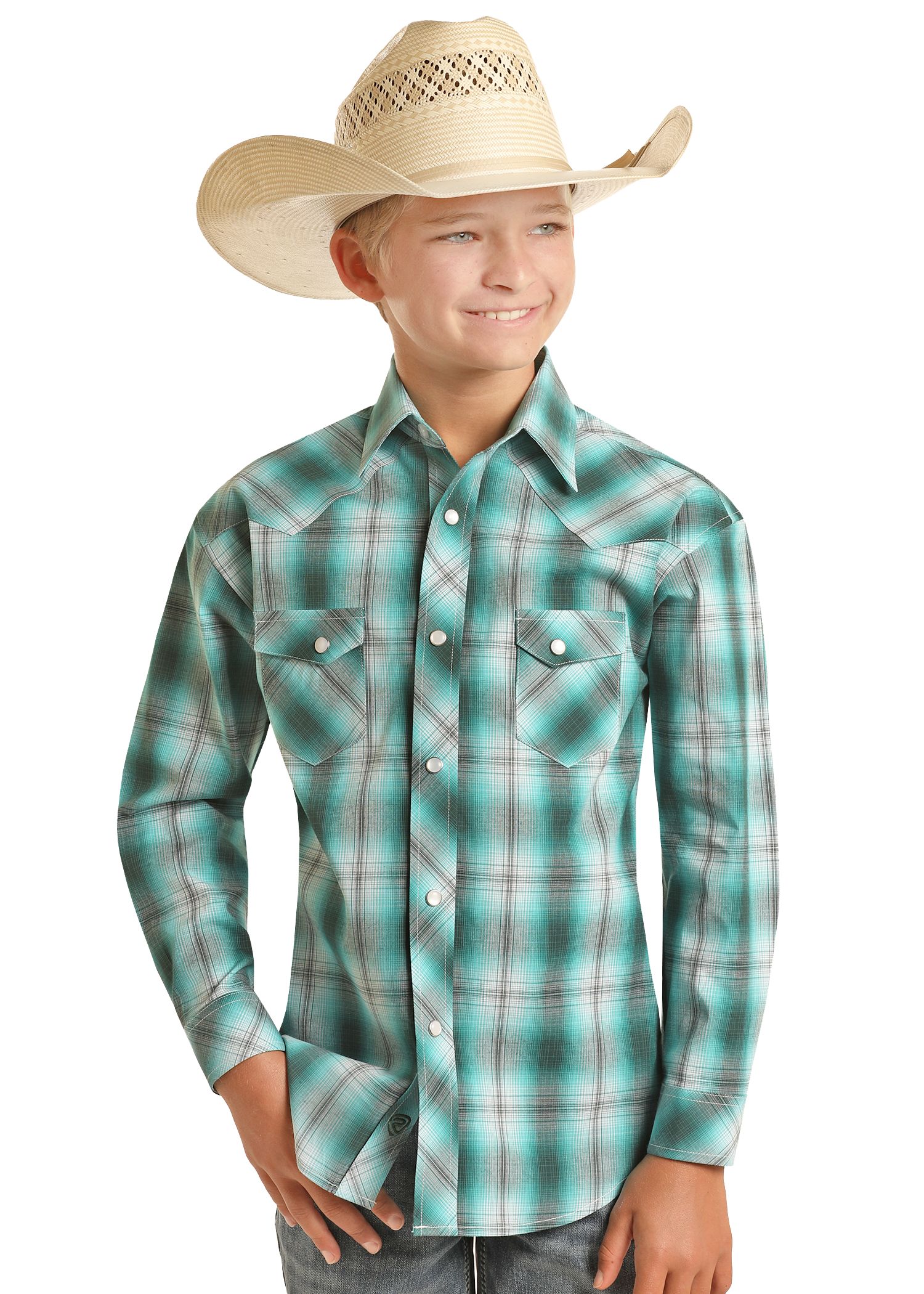 Boys' Plaid Long Sleeve Snap Shirt