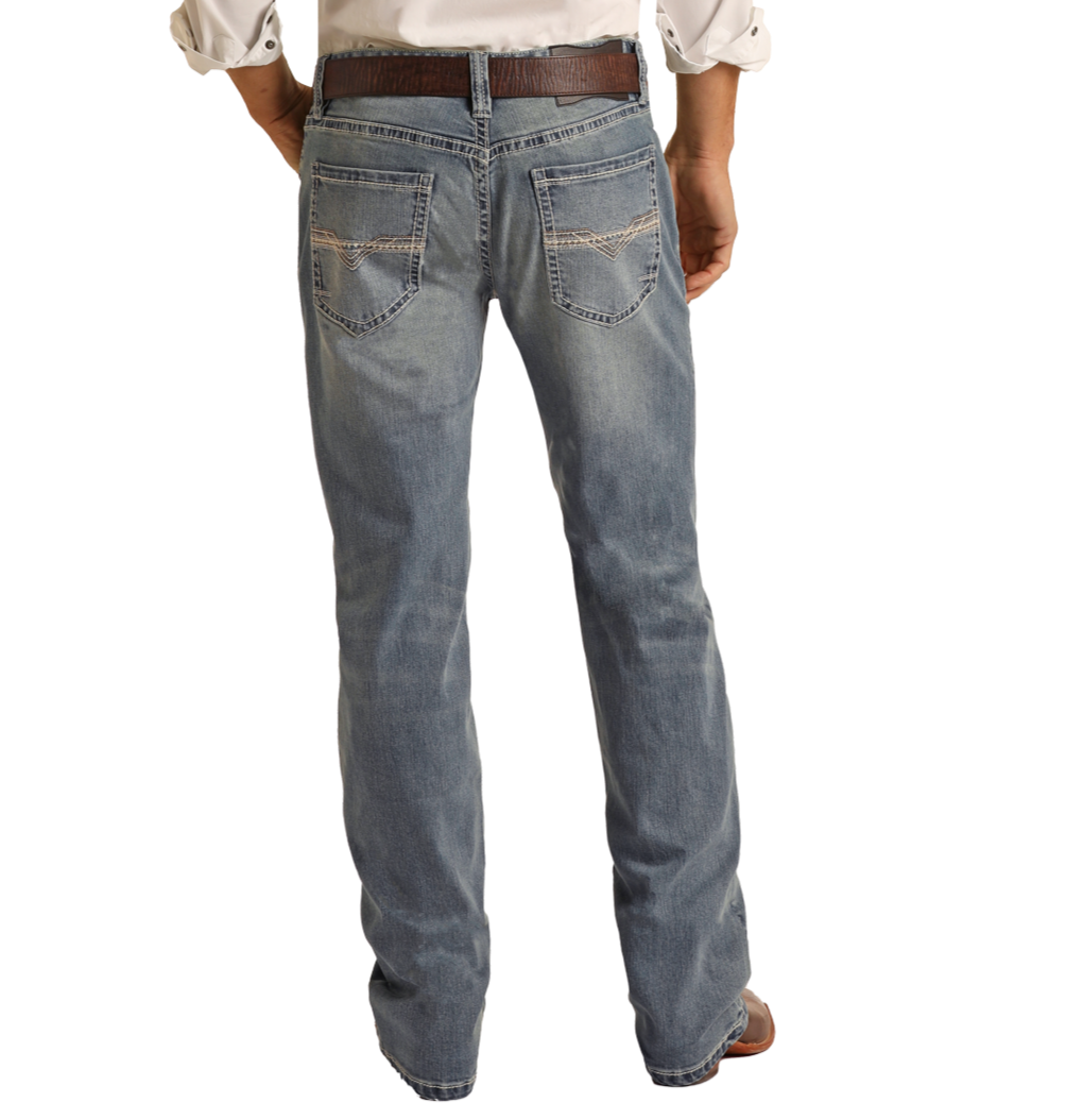 Regular Fit Ivory Embroidered Straight Bootcut Jeans