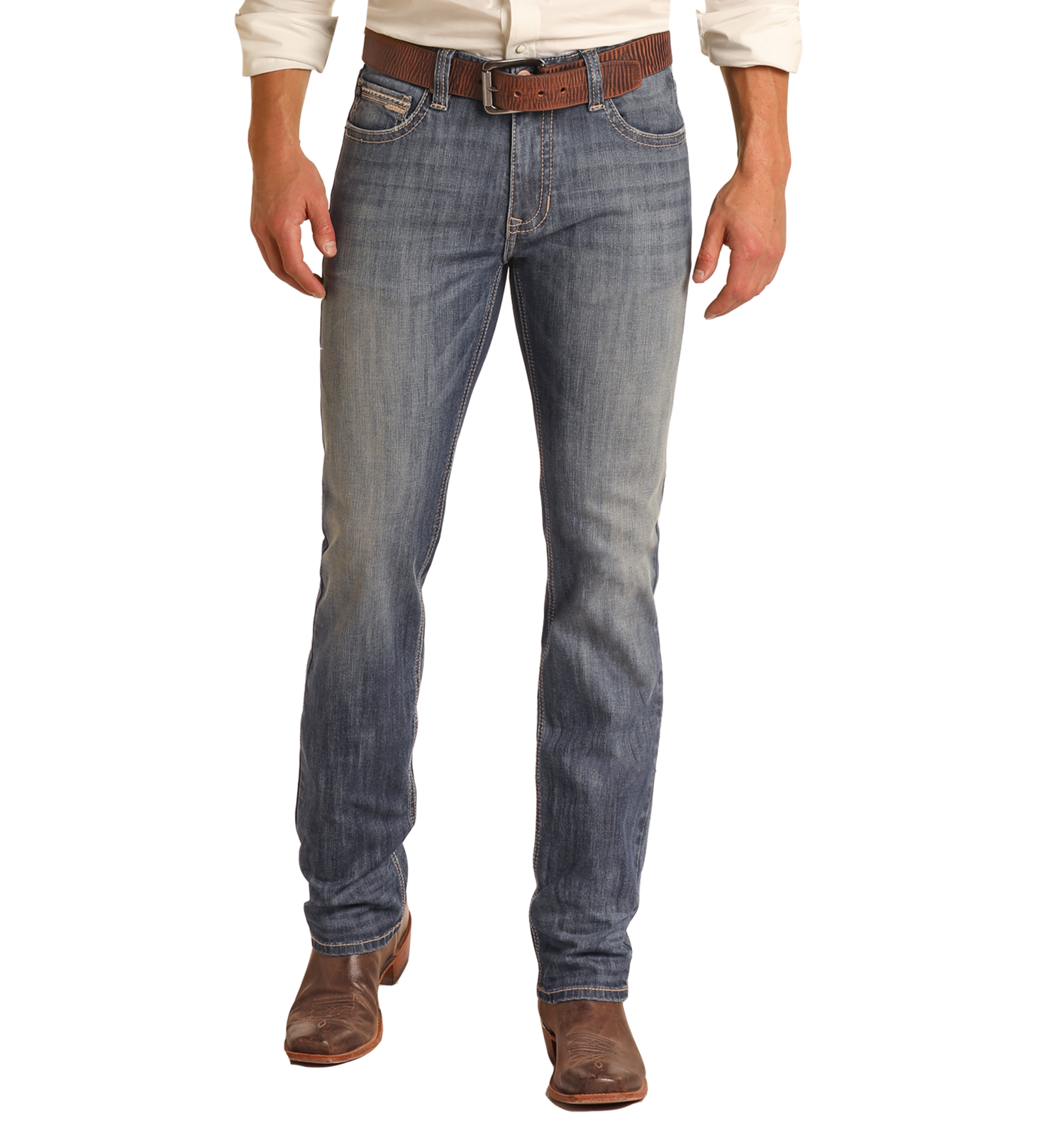 Slim Fit Design Stitch Straight Leg Jeans