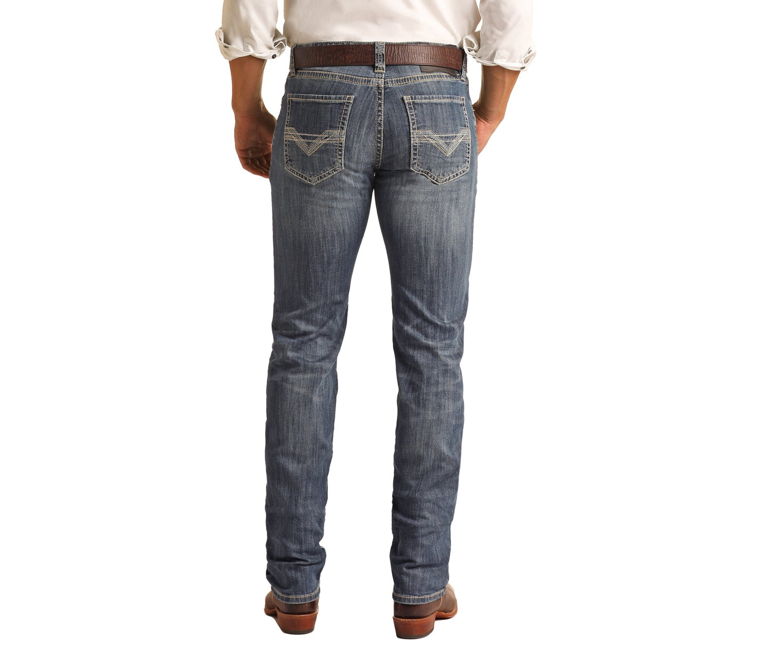 Slim Fit Raised V Straight Boot Jeans