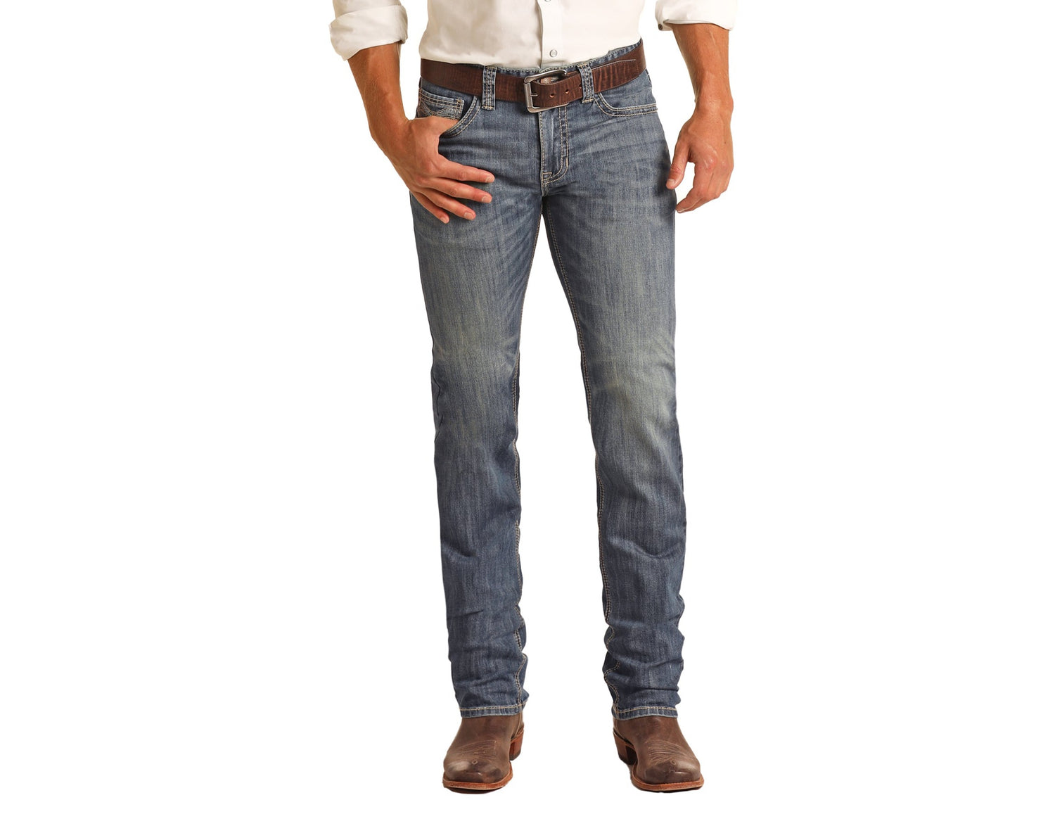 Slim Fit Raised V Straight Boot Jeans