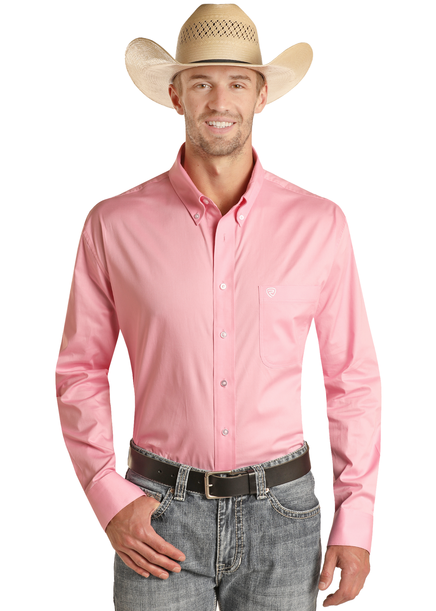 Men's Regular Fit Pink Long Sleeve Button Shirt | Rock & Roll Denim Men's Regular Fit Pink Long Sleeve Button Shirt | Rock & Roll Denim