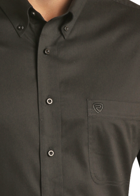 Men's Regular Fit Black Long Sleeve Button Shirt XXL