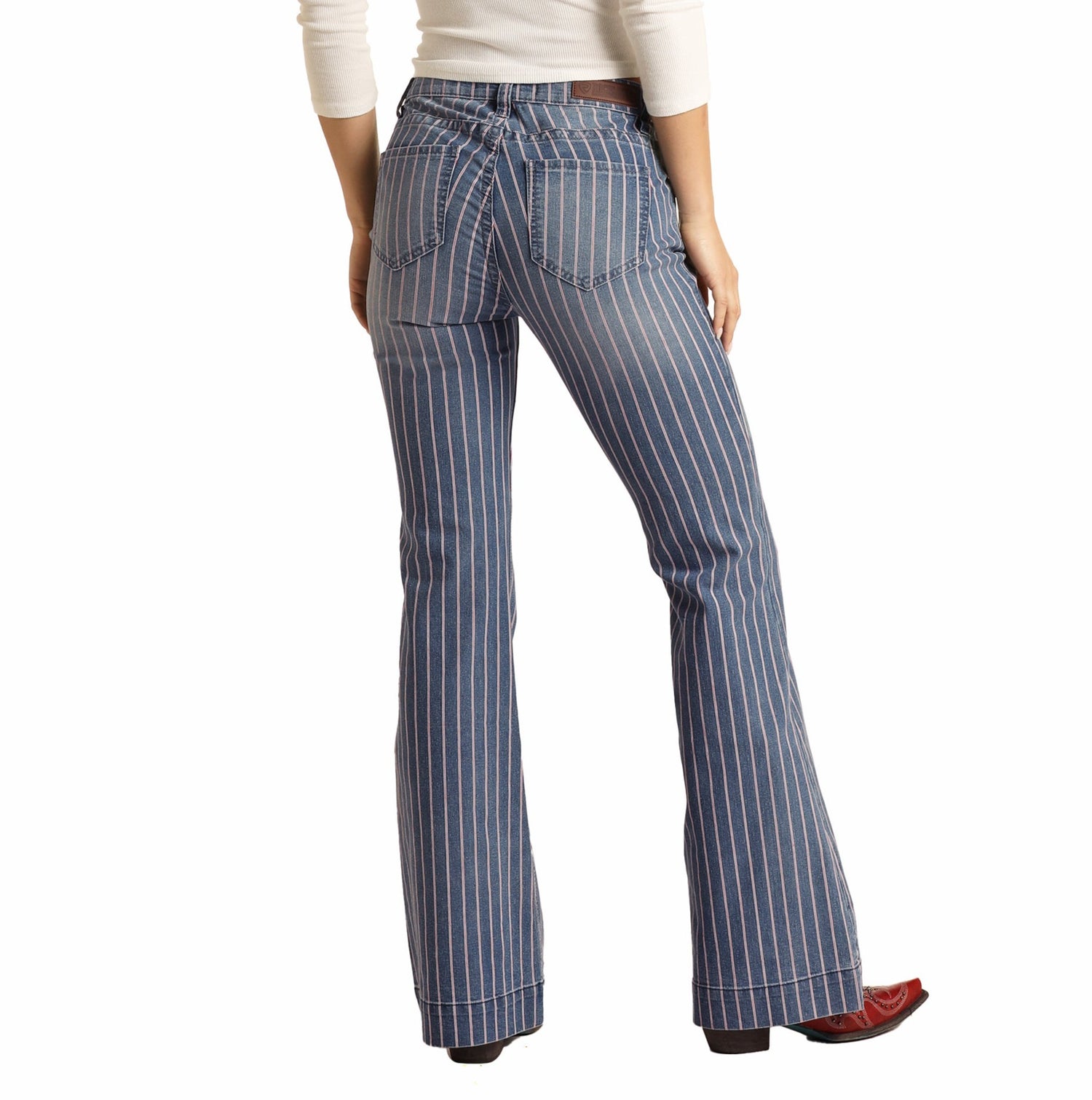 Striped Mid Rise Trouser Jeans