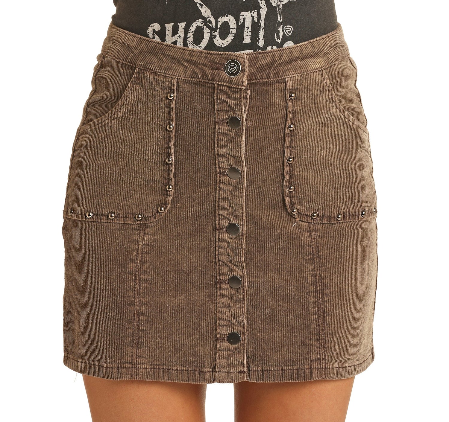 Brown Corduroy Mini Skirt