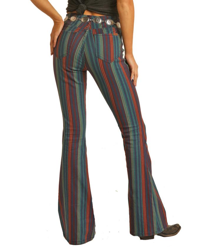 Mid Rise Striped Pull-On Jeans