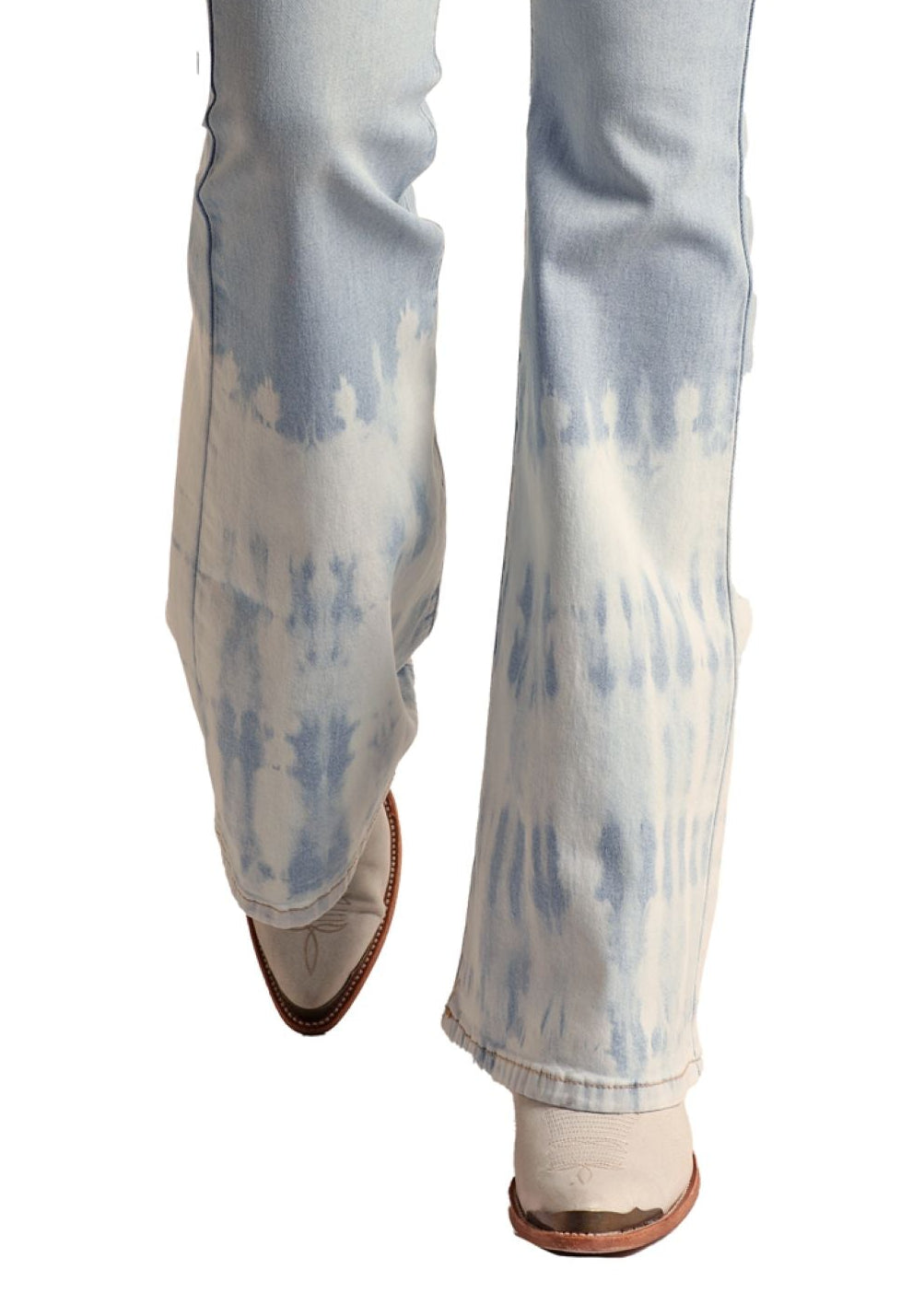 Light blue tie-dye pants on a white background