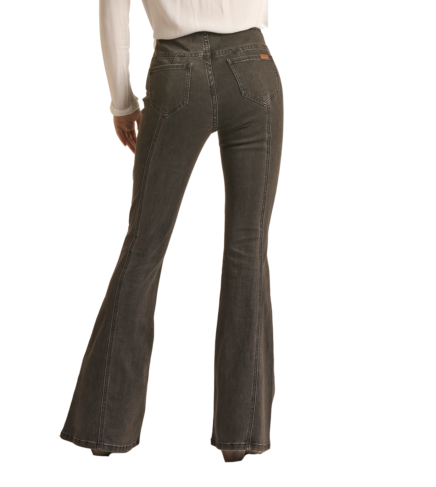 Front Hem High Rise Pull-On Flare Jeans