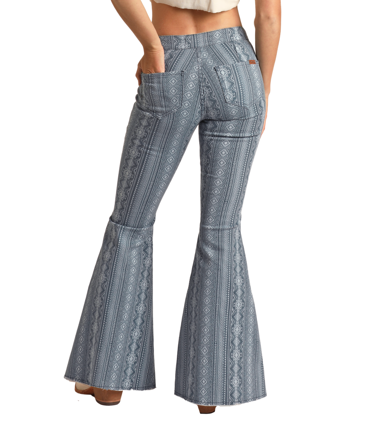 Arizona Blue Aztec High Rise Bell Bottom Jeans