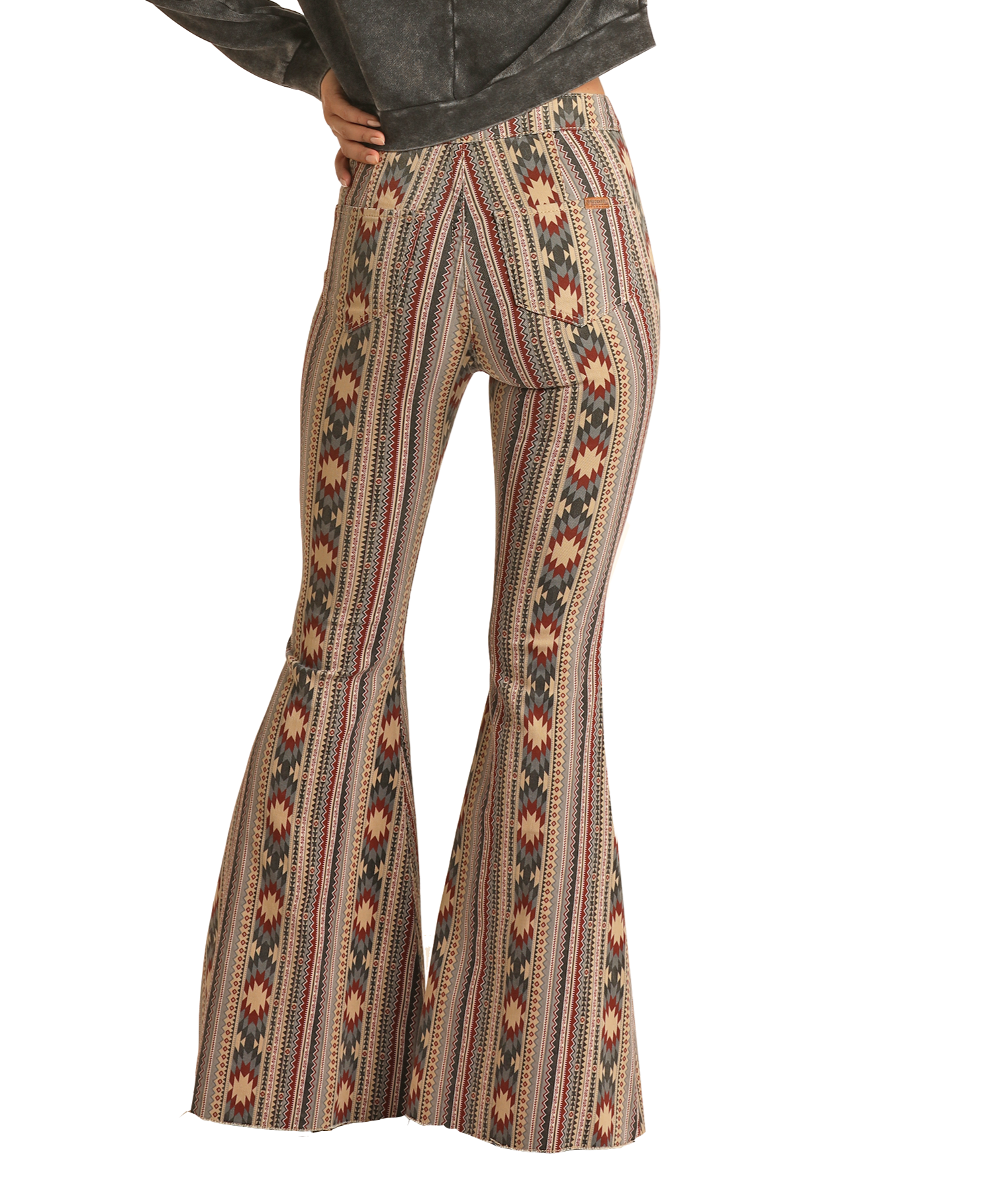 Allover Aztec High Rise Bell Bottom Jeans