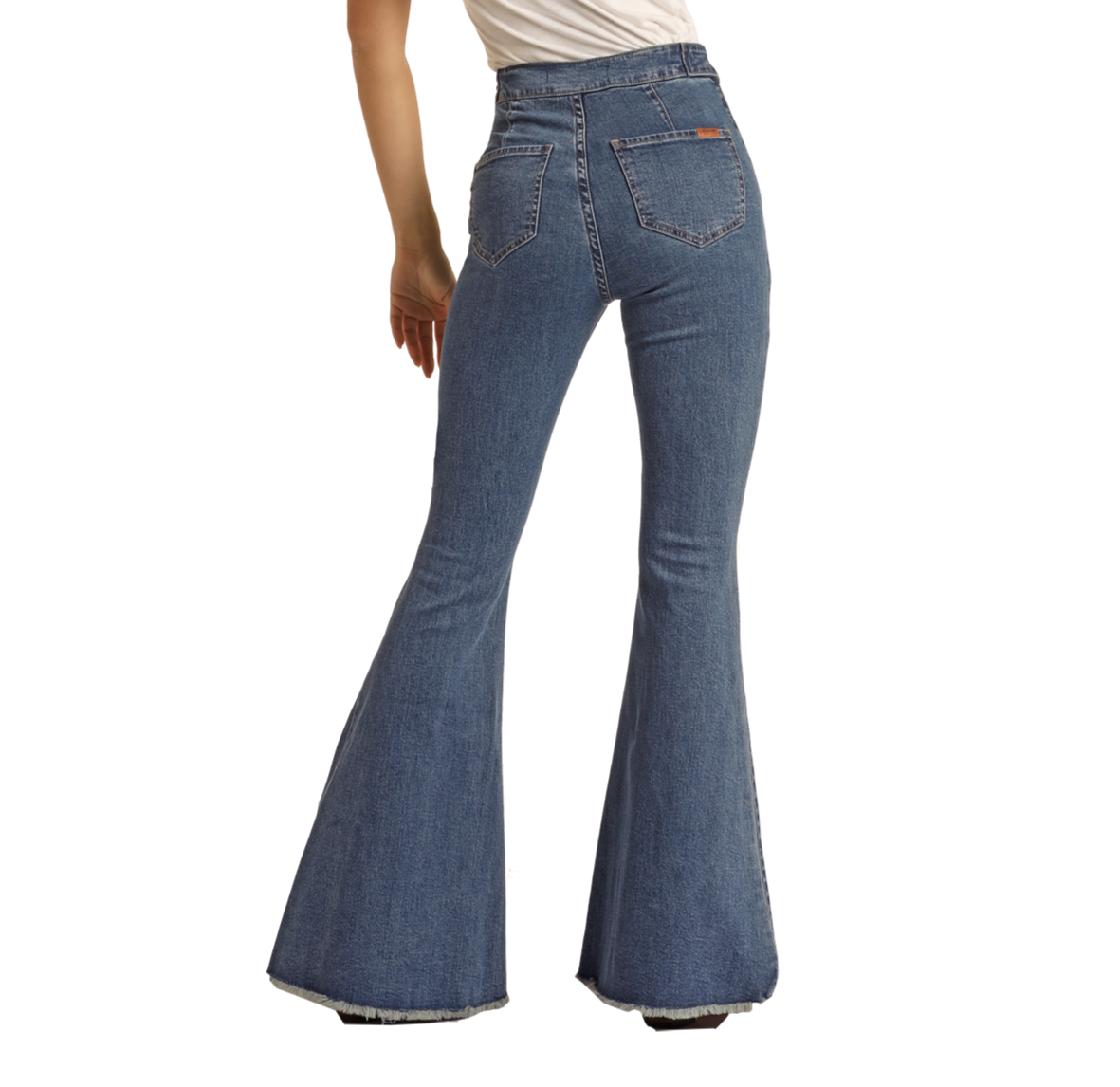 Double Button High Rise Bell Bottom Jeans