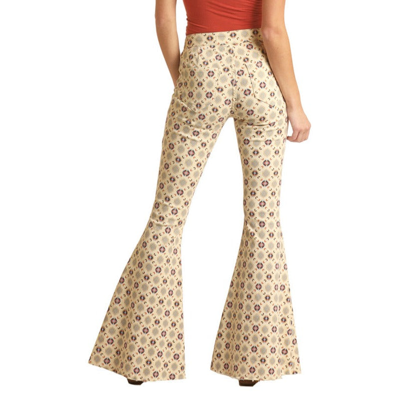 Aztec High Rise Bell Bottom Jeans