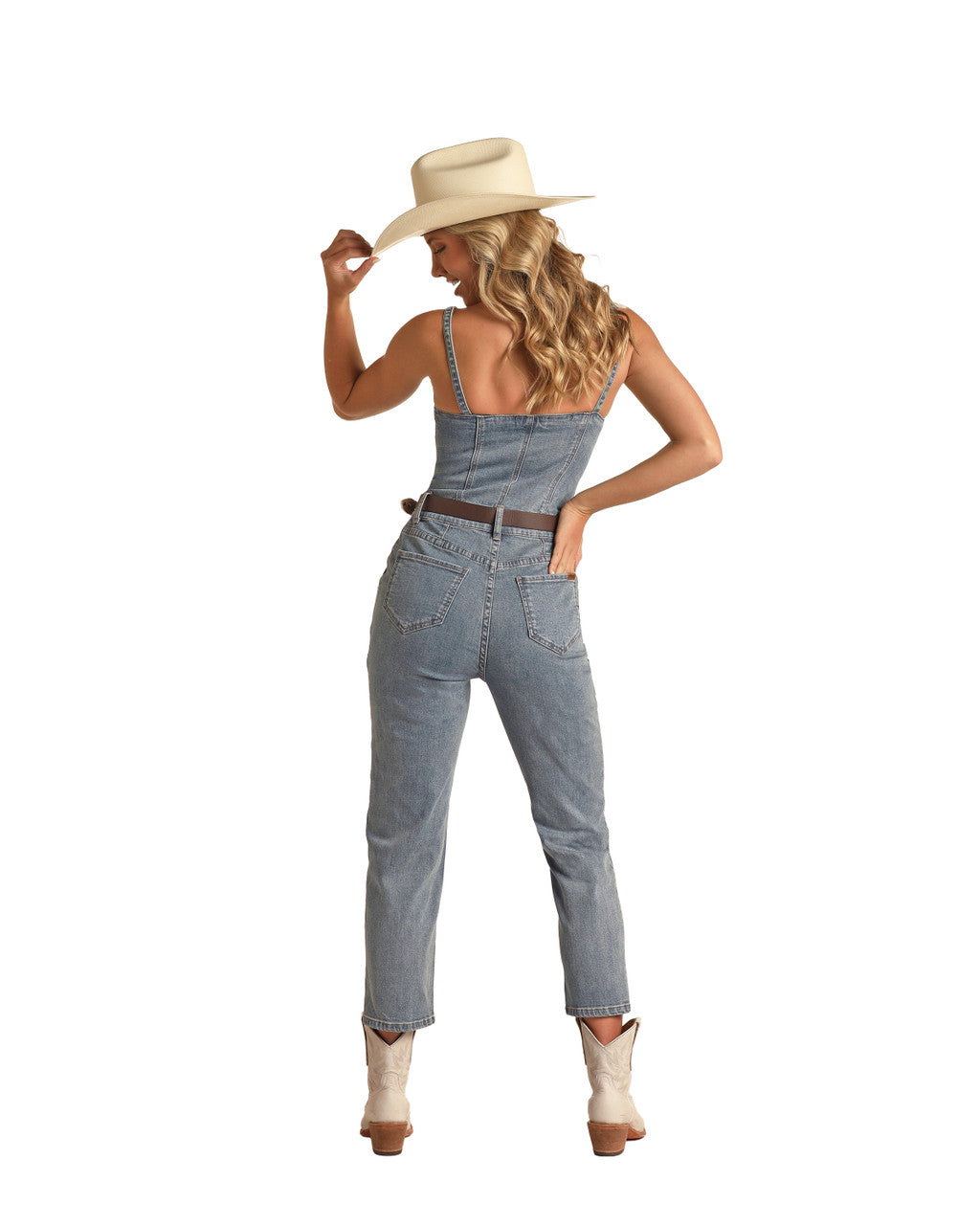 Front Seams Denim Jumpsuit