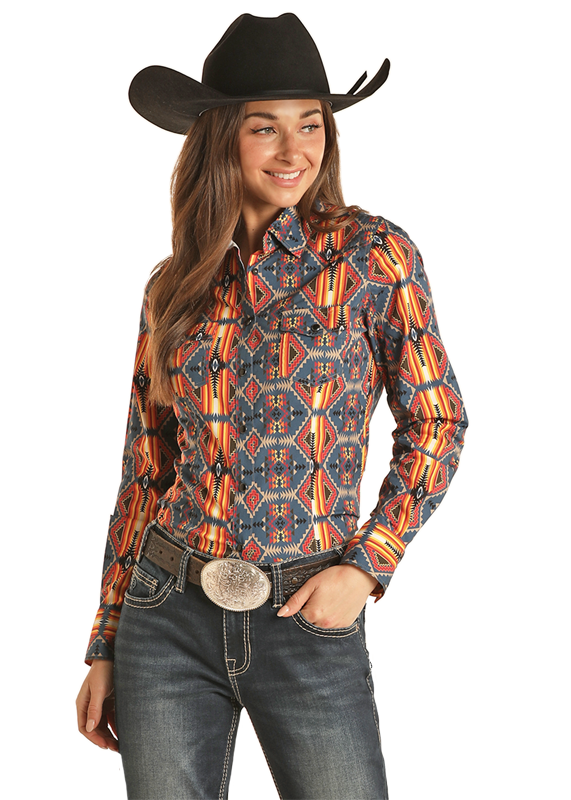 Blue Aztec Long Sleeve Shirt