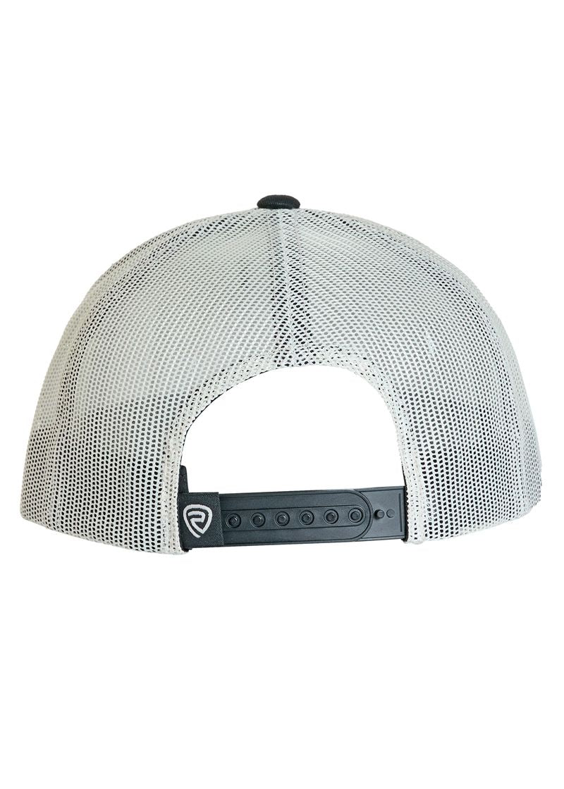 The Rock & Roll Denim Saddle Bronc Cap is a white mesh back cap with an adjustable snapback closure and a small circular logo on the strap—ideal for fans of this signature style.