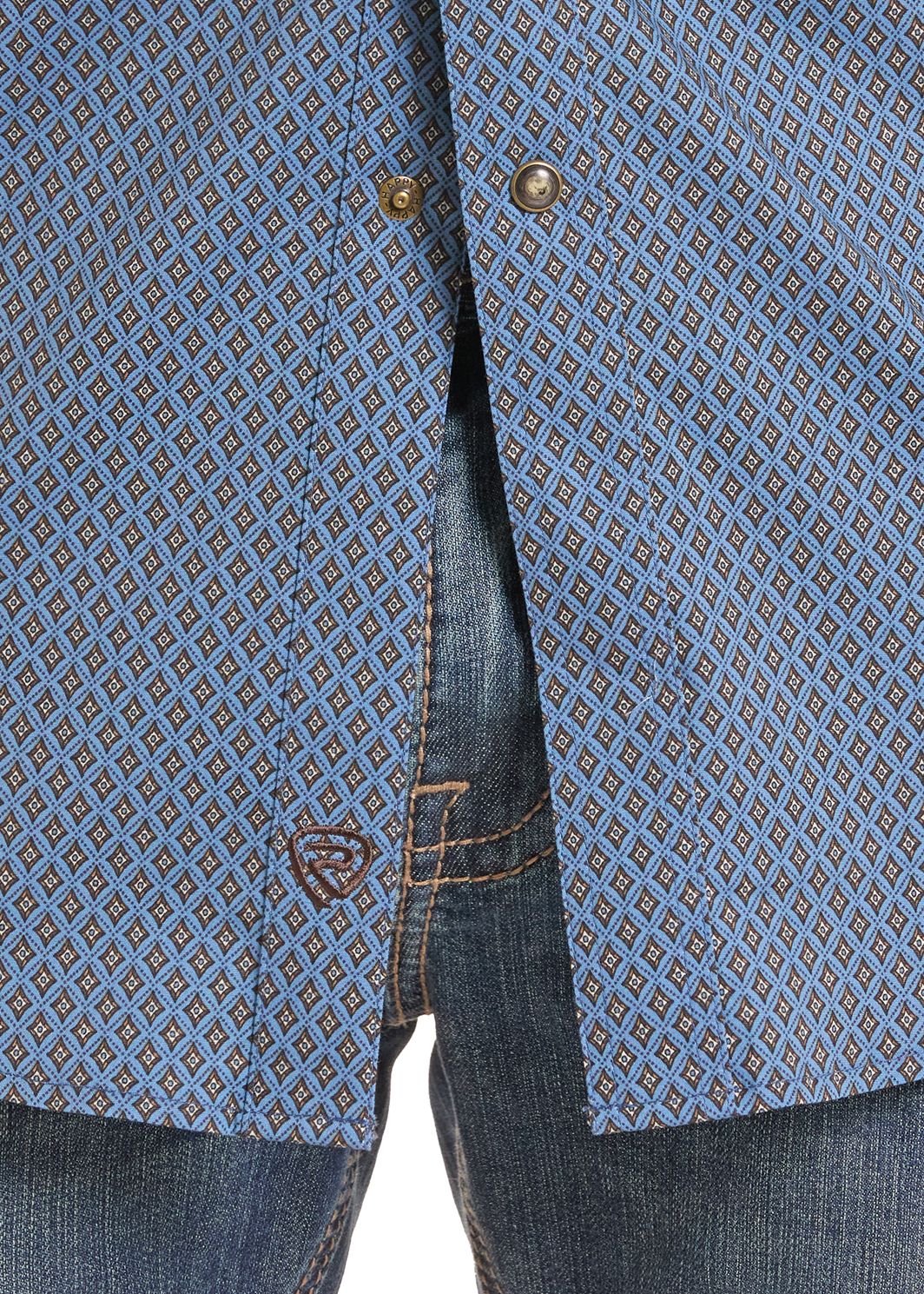 Close up of Blue Diamond Snap Shirt