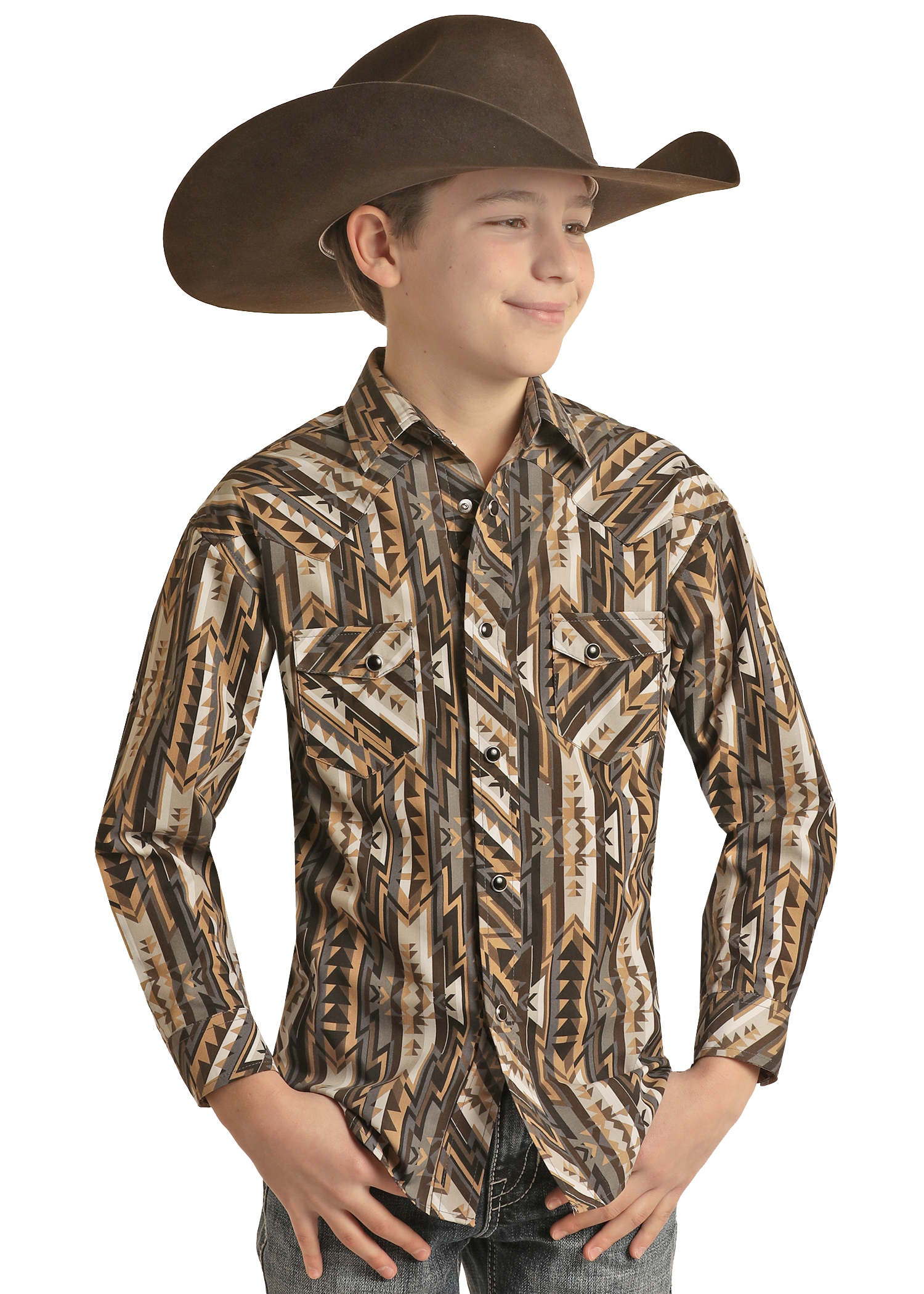 Boys' Vintage '46 Aztec Long Sleeve Snap Shirt