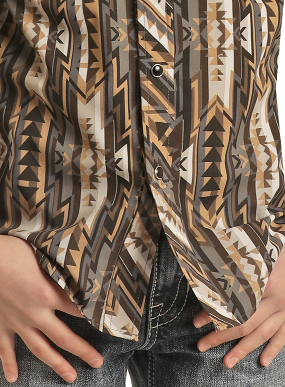 Boys' Vintage '46 Aztec Long Sleeve Snap Shirt