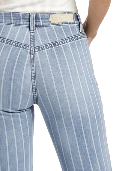 Back detail image of women's striped jeans 