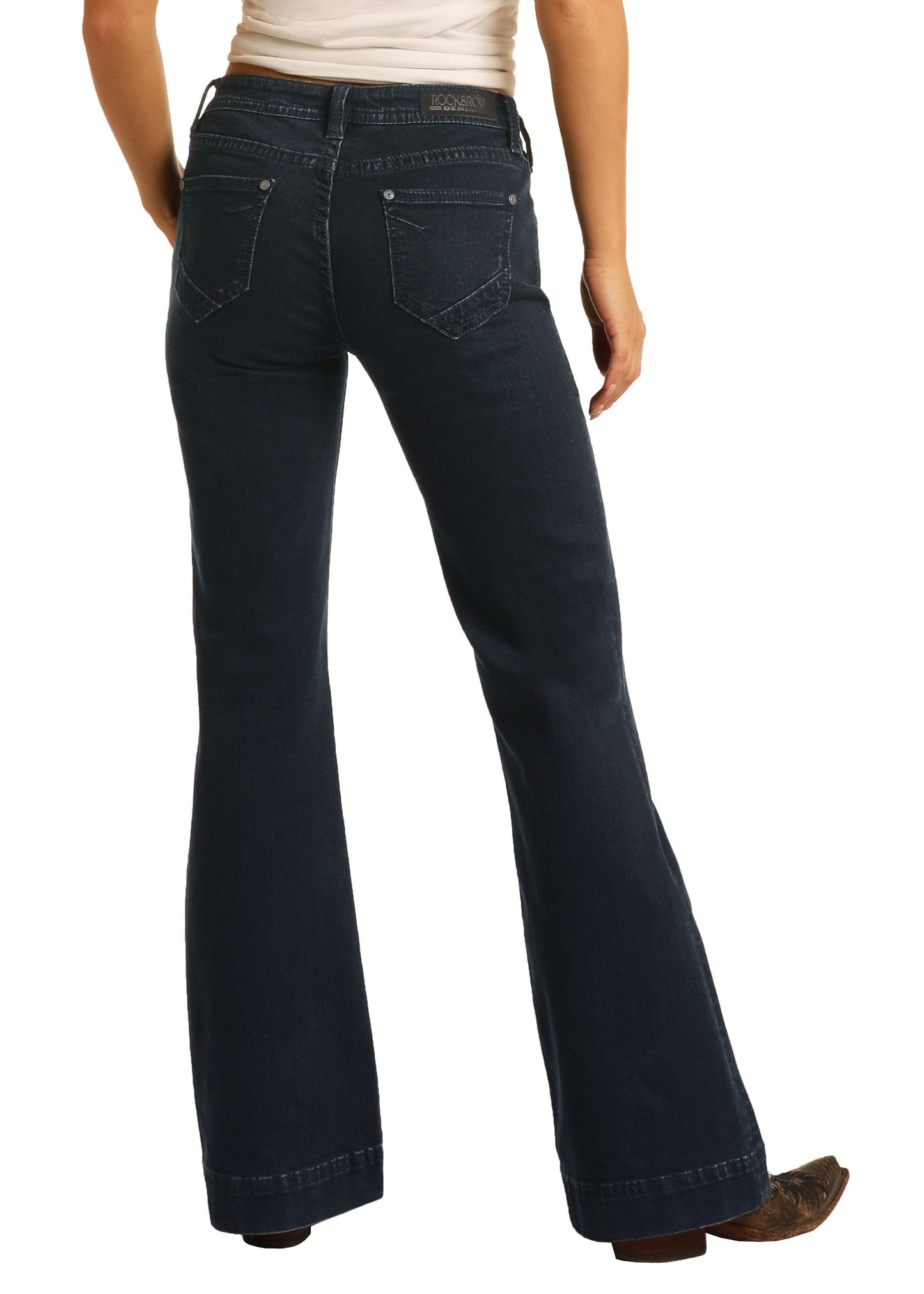 Women's Mid Rise Extra Stretch Trousers Rock Roll Denim