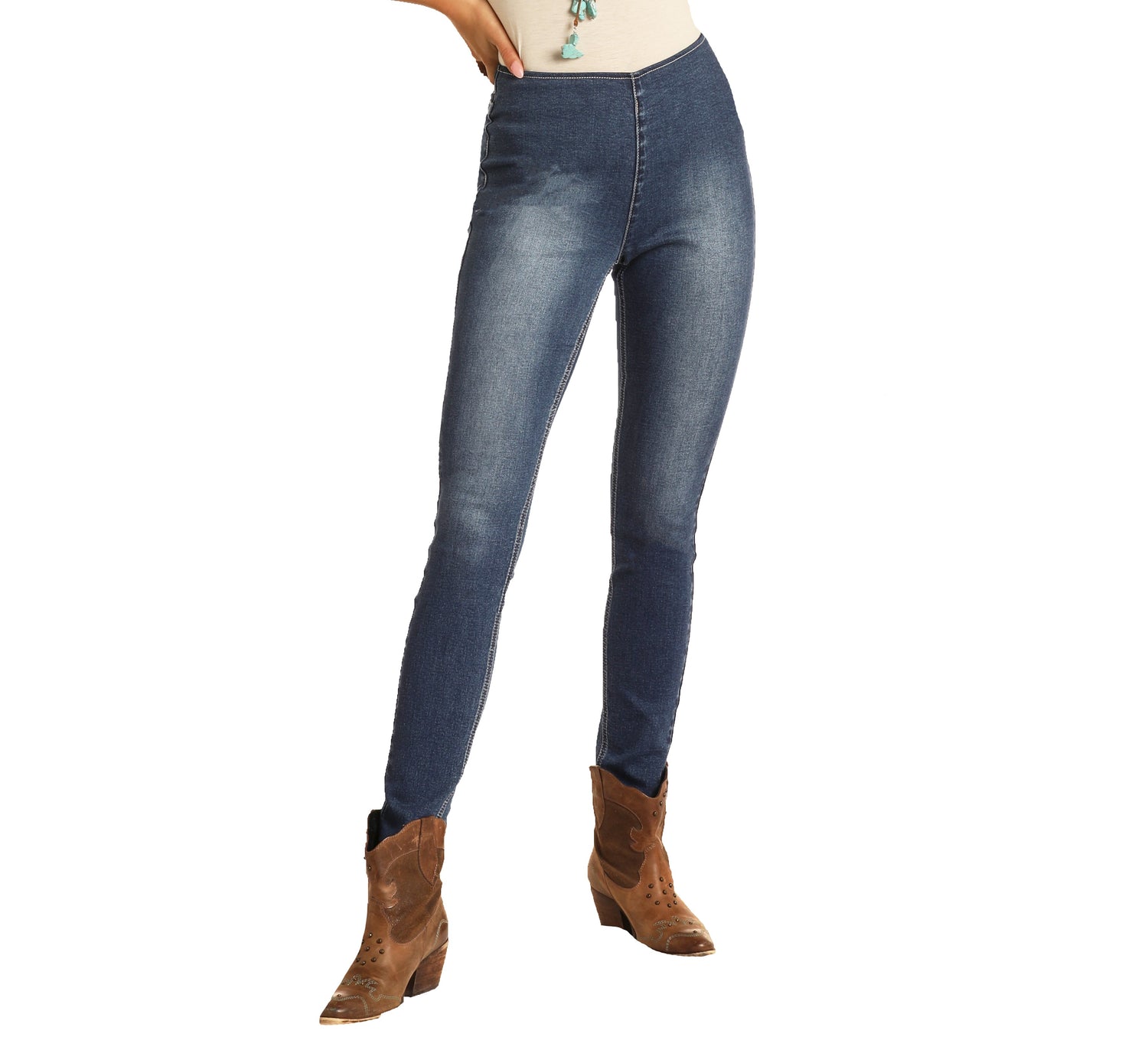 High Rise Pull-On Skinny Jeans